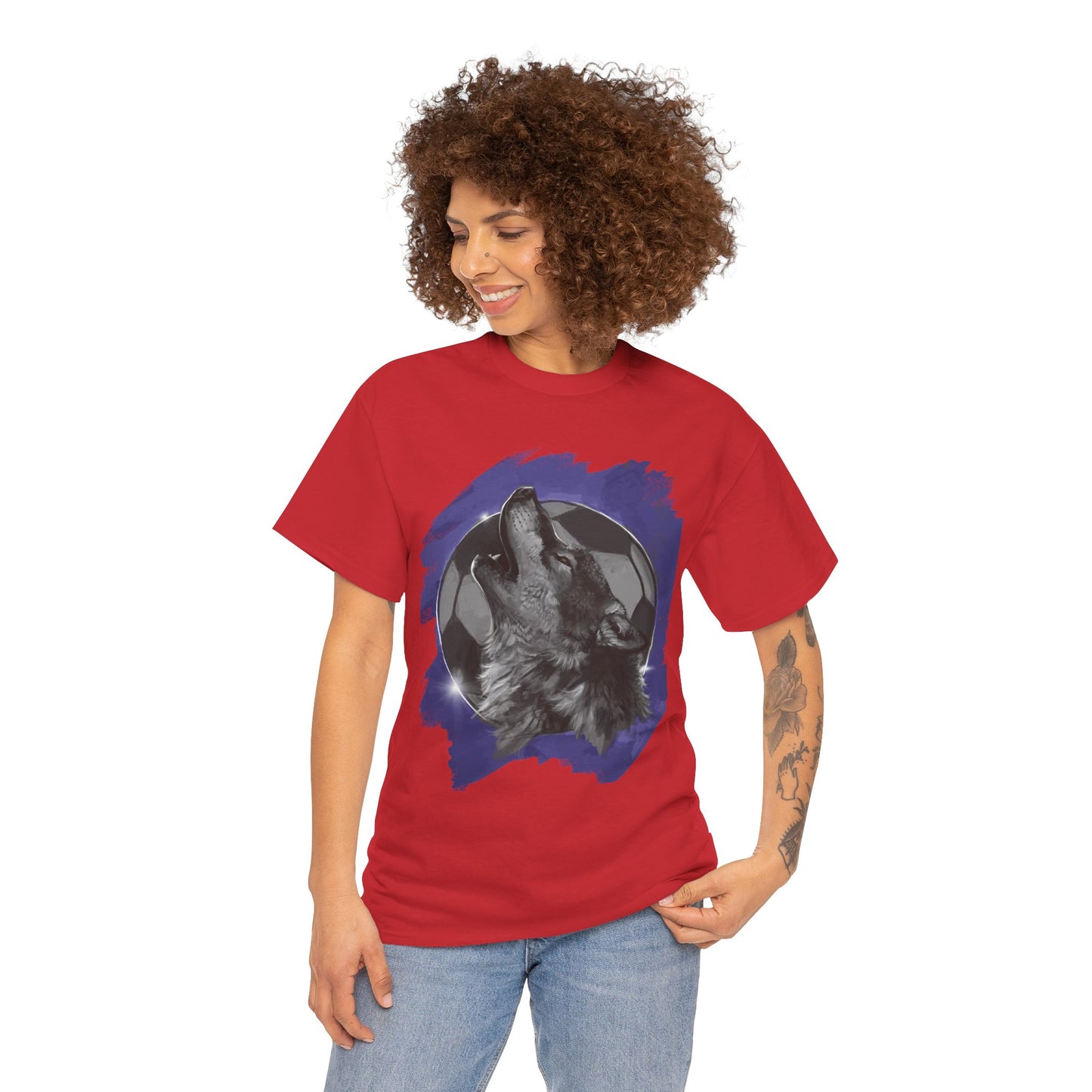 Howling Wolf Soccer Ball Unisex Tee Shirt