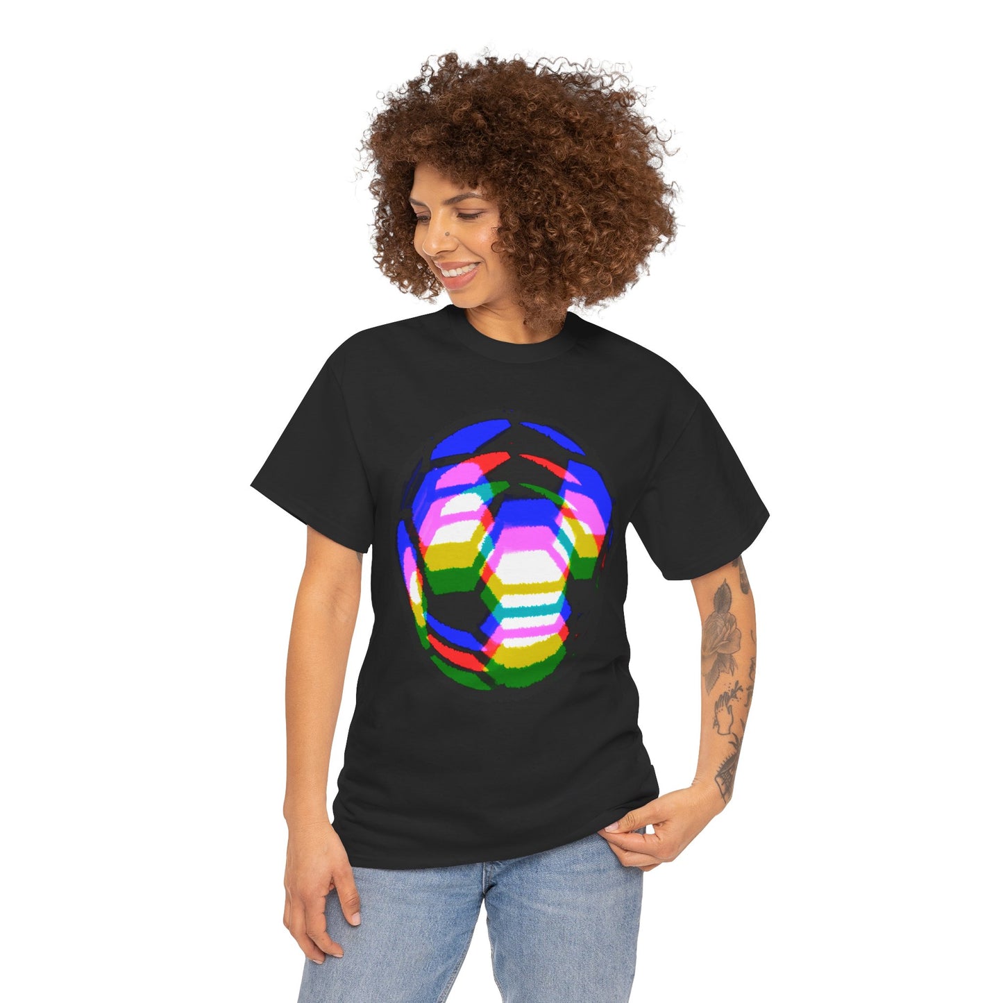 Purple Yellow Blurred Soccer Ball Unisex Tee Shirt