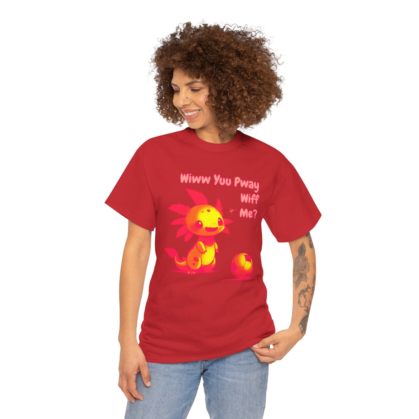 Wiww You Pway Wiff Me Soccer Axolotl Sherbet Unisex Tee Shirt