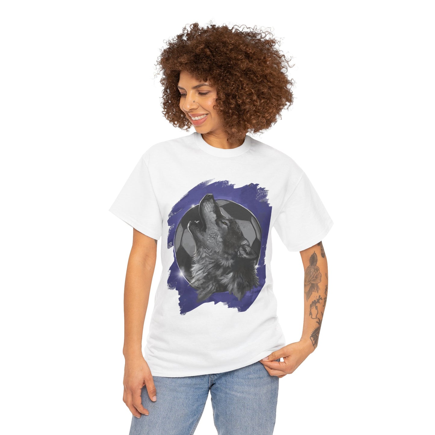 Howling Wolf Soccer Ball Unisex Tee Shirt