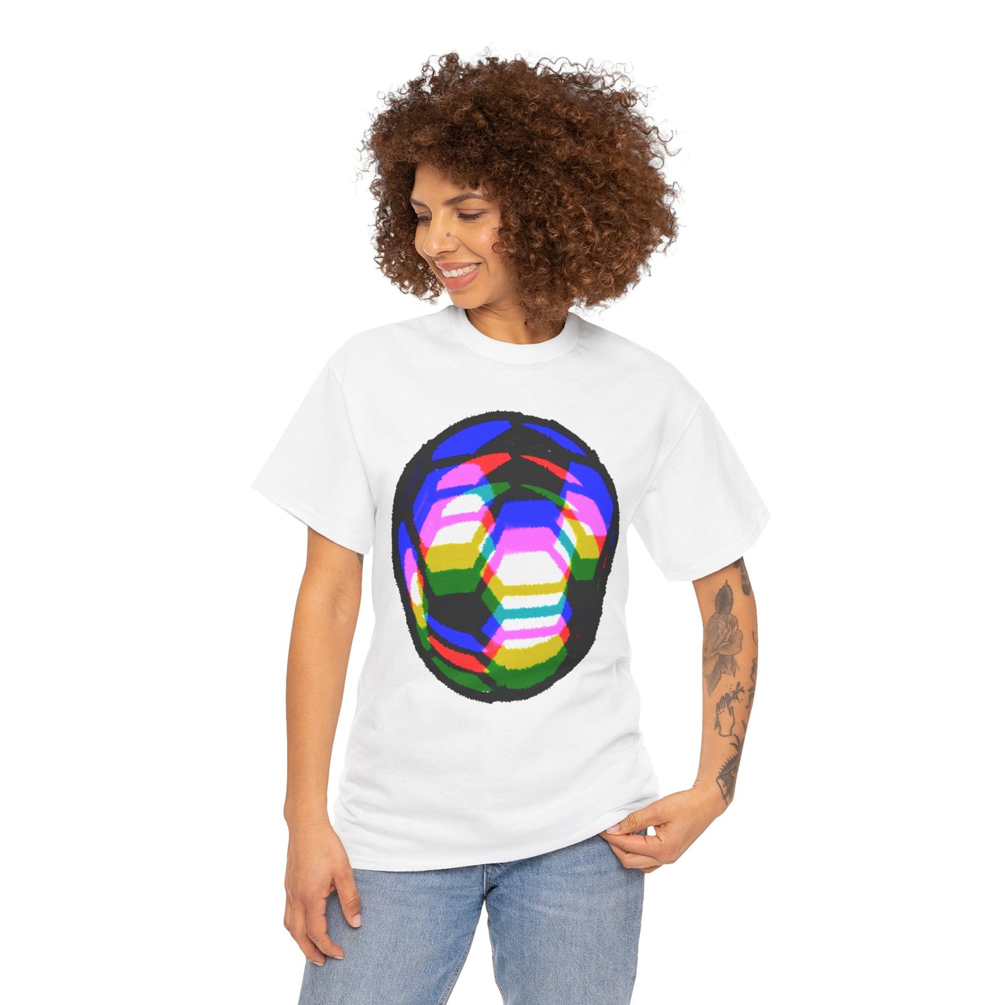 Purple Yellow Blurred Soccer Ball Unisex Tee Shirt