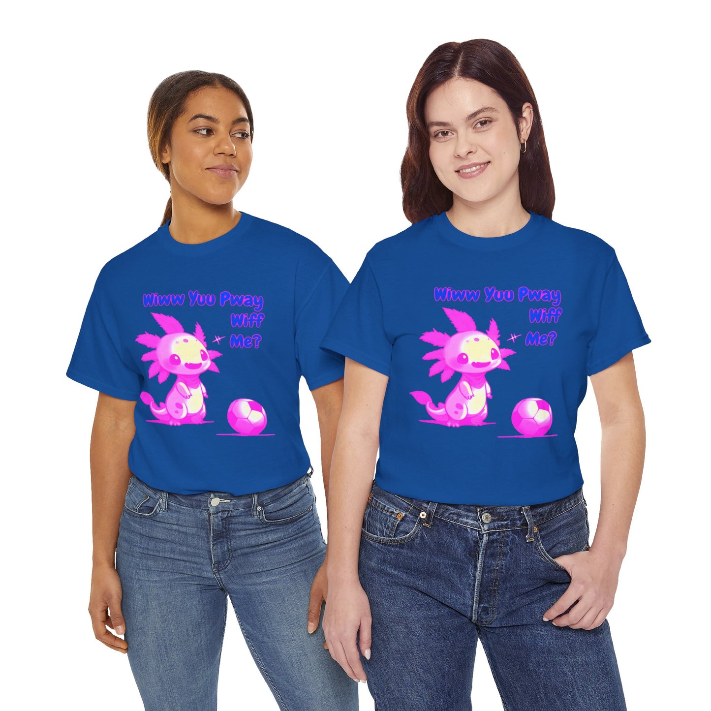 Wiww You Pway Wiff Me Soccer Axolotl Pink Unisex Tee Shirt