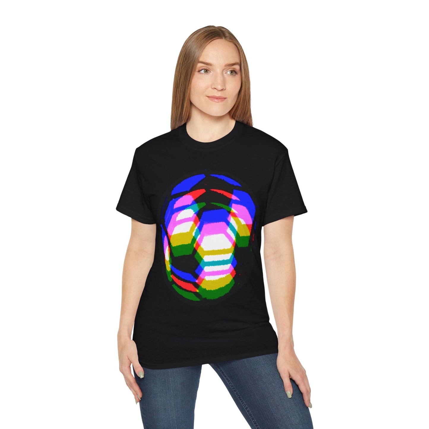 Purple Yellow Magenta Blurred Soccer Ball Unisex Tee Shirt