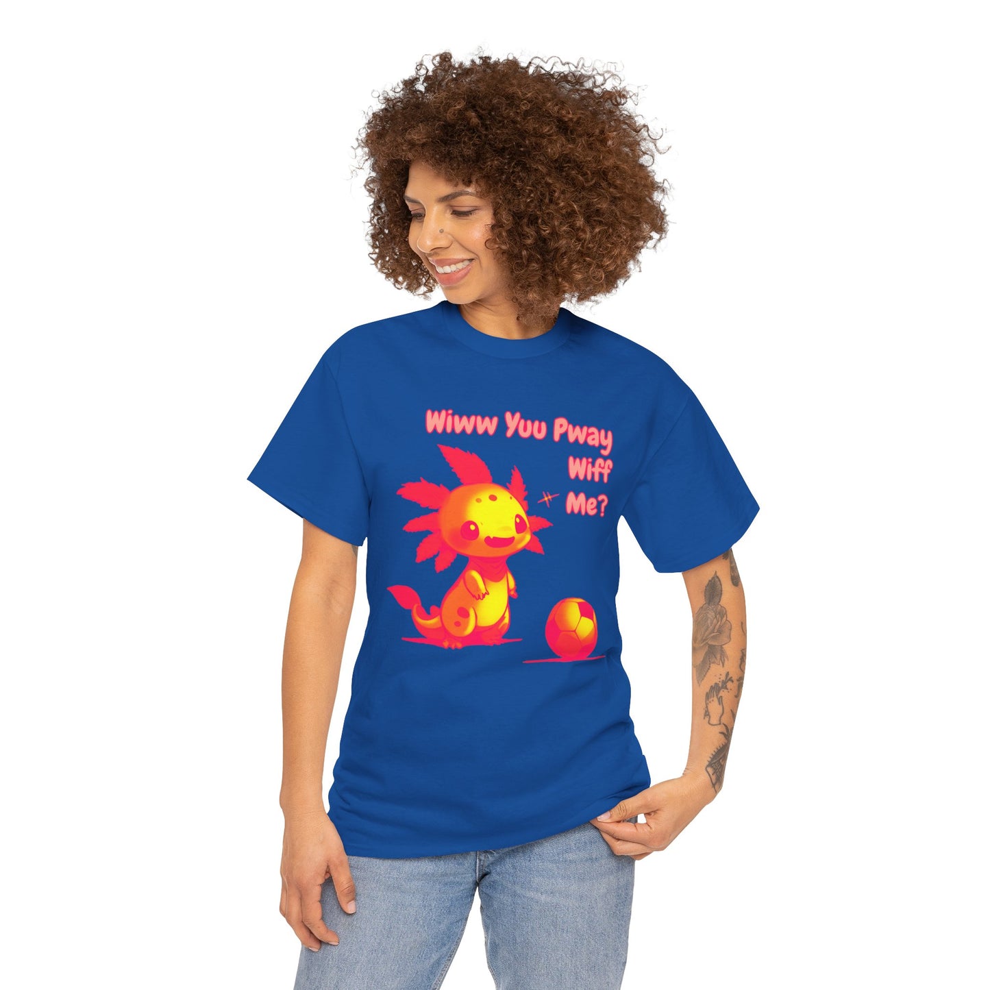 Wiww You Pway Wiff Me Soccer Axolotl Sherbet Unisex Tee Shirt