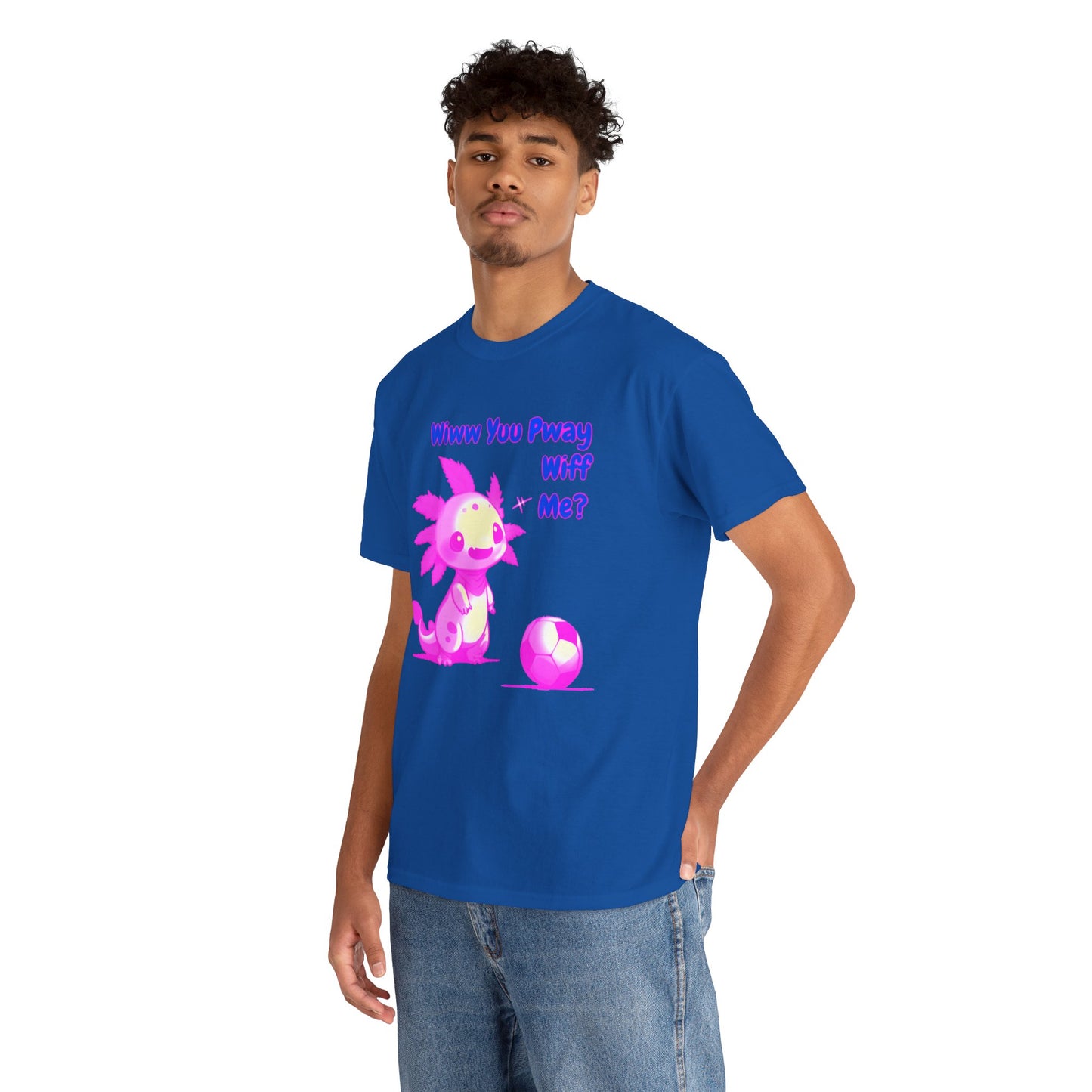 Wiww You Pway Wiff Me Soccer Axolotl Pink Unisex Tee Shirt