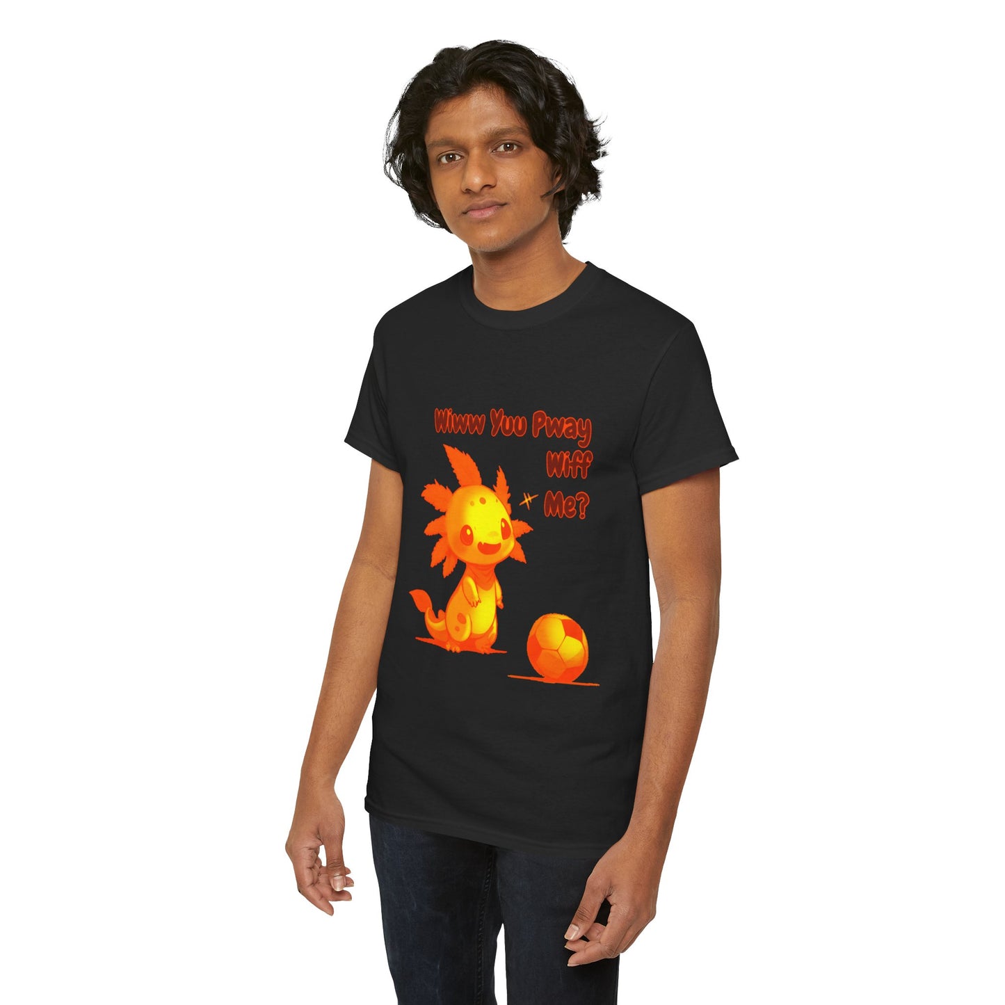 Wiww You Pway Wiff Me Orange Soccer Axolotl Unisex Tee Shirt