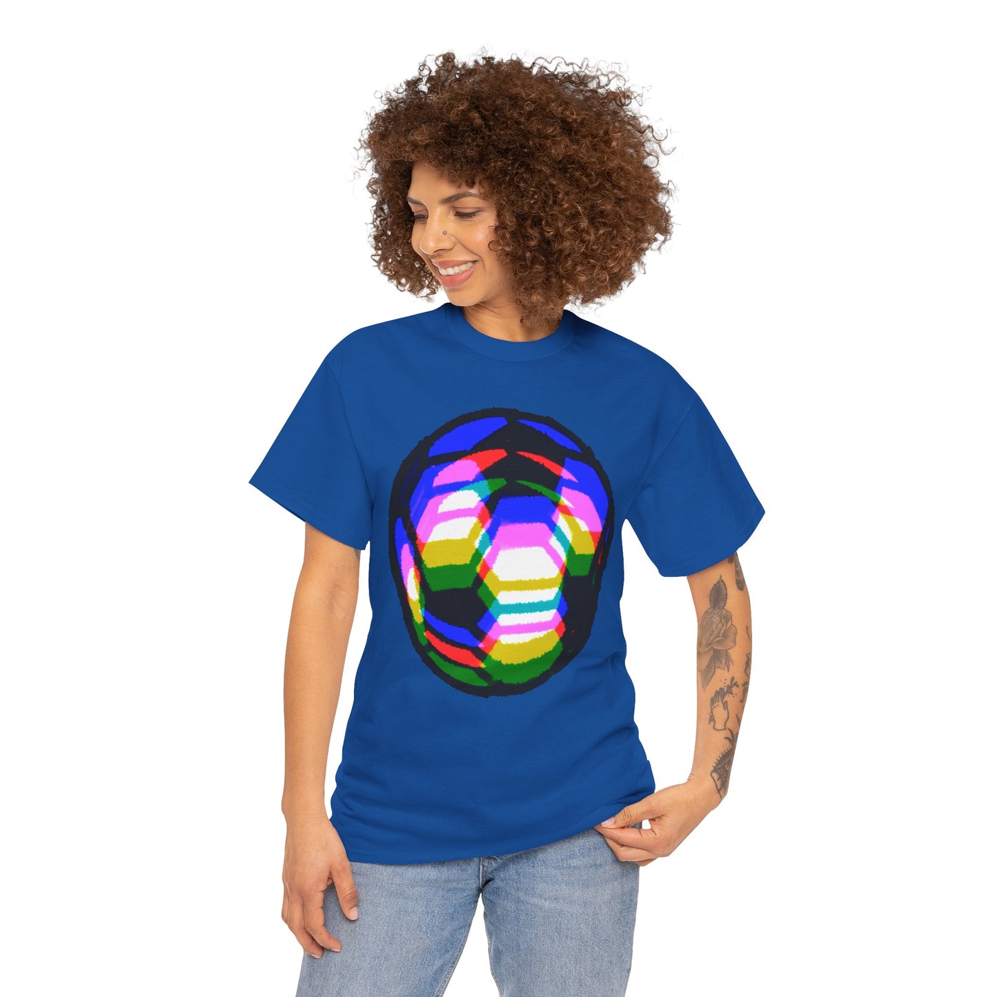 Purple Yellow Blurred Soccer Ball Unisex Tee Shirt