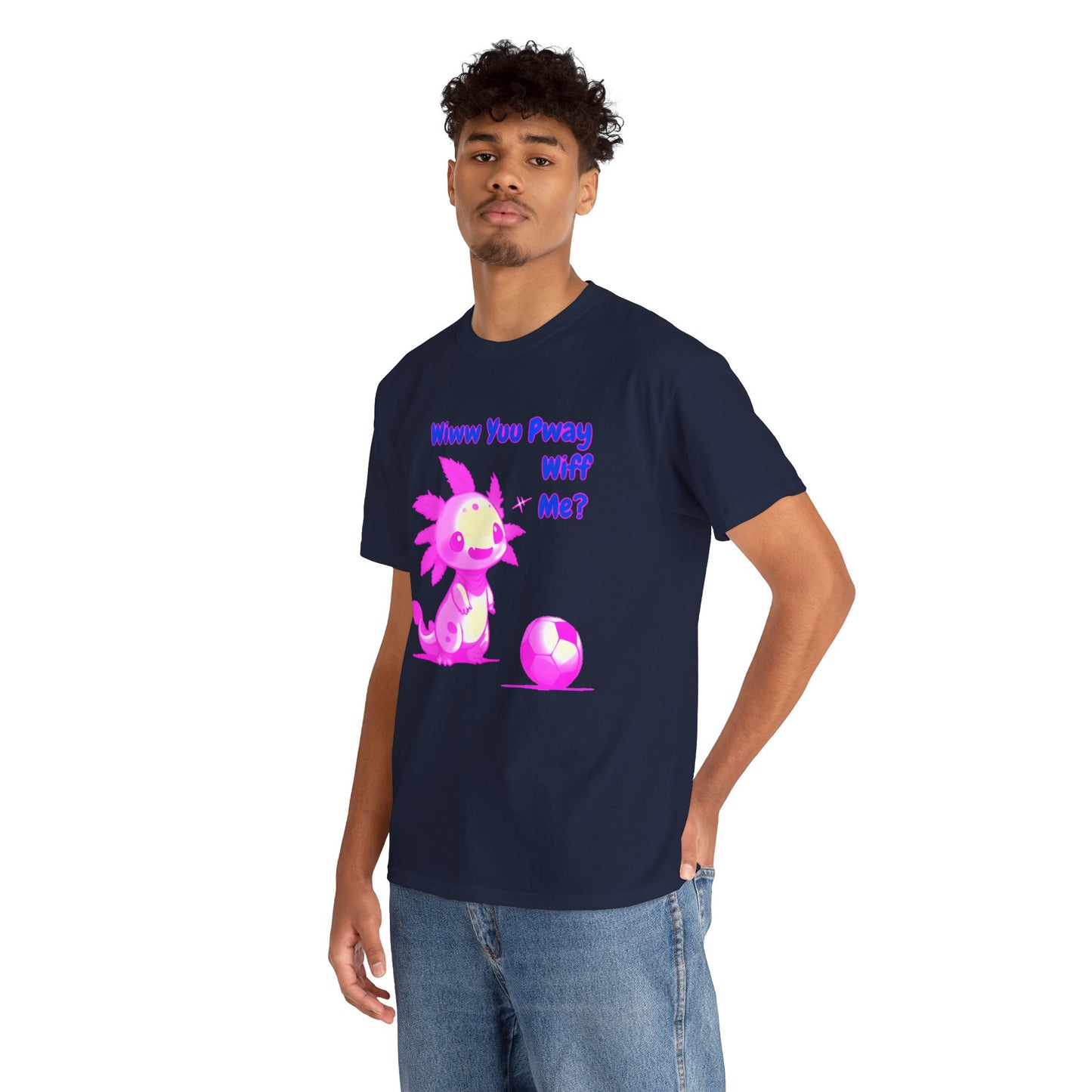 Wiww You Pway Wiff Me Soccer Axolotl Pink Unisex Tee Shirt