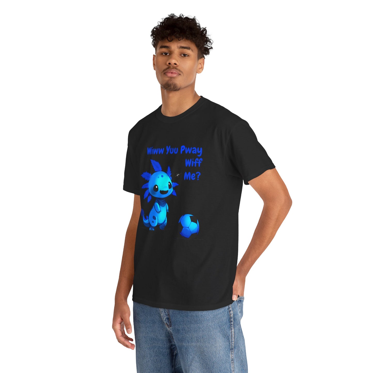 Wiww You Pway Wiff Me Soccer Axolotl Blue Unisex Tee Shirt