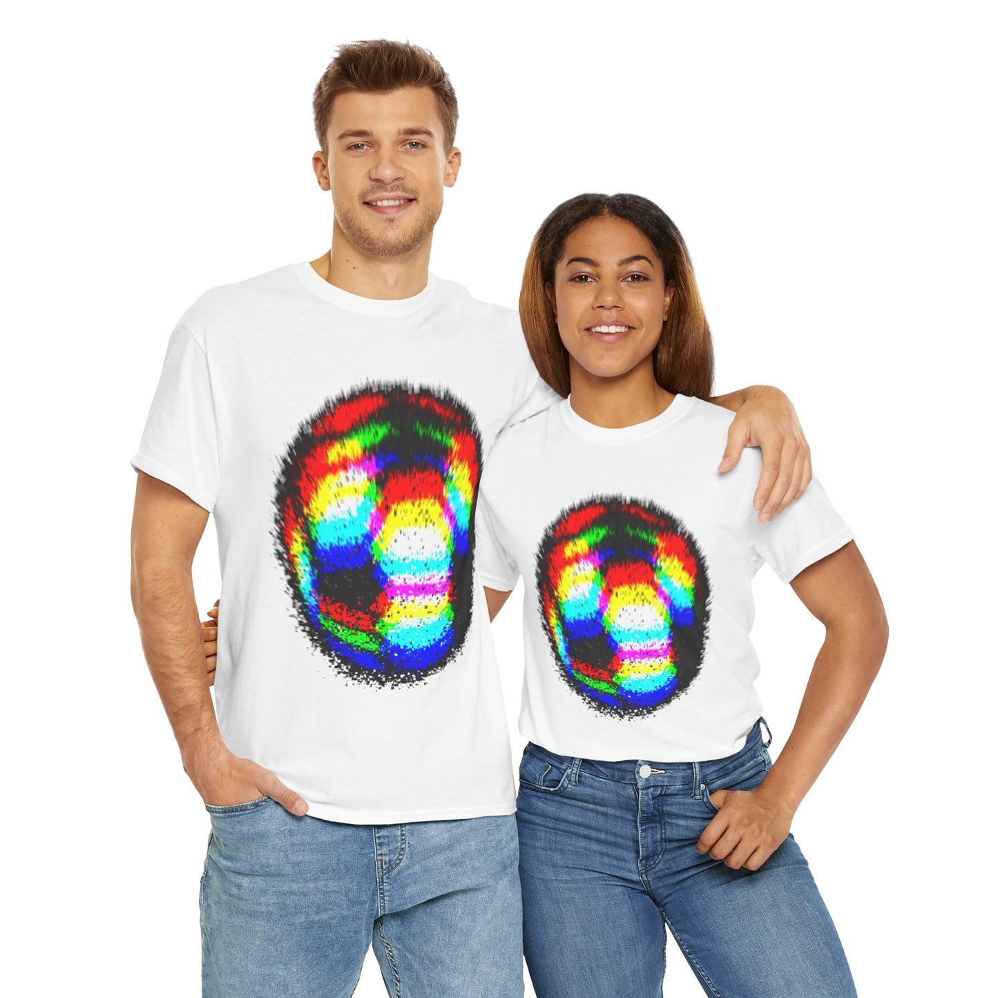 Blurred Fuzzy RGB Soccer Ball Unisex Tee Shirt