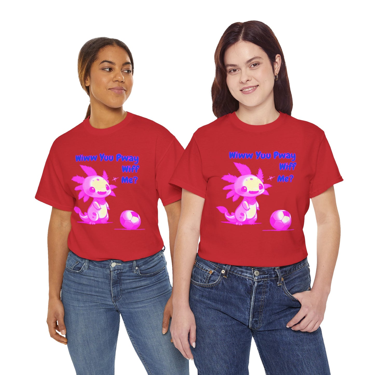 Wiww You Pway Wiff Me Soccer Axolotl Pink Unisex Tee Shirt