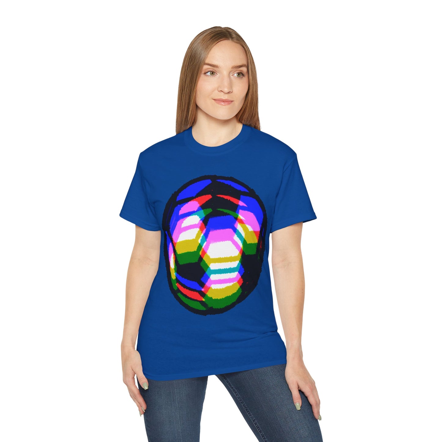 Purple Yellow Magenta Blurred Soccer Ball Unisex Tee Shirt