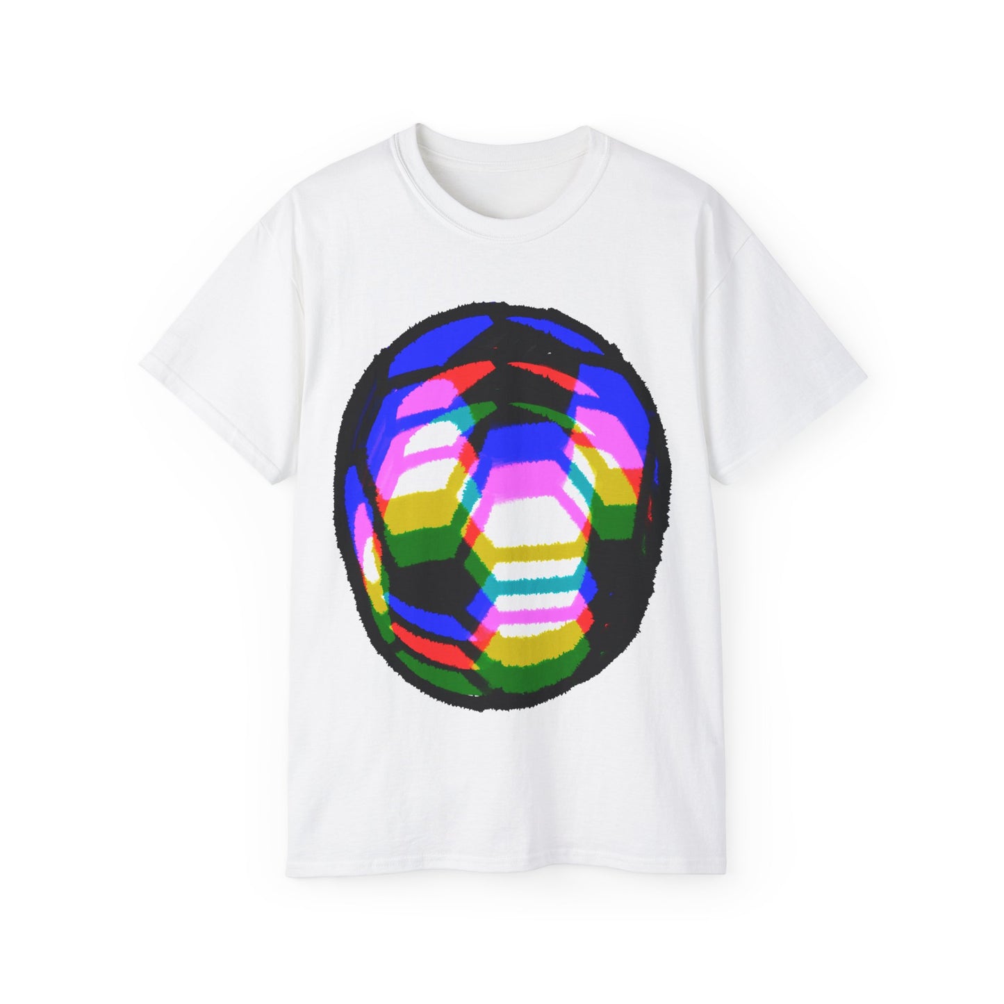 Purple Yellow Magenta Blurred Soccer Ball Unisex Tee Shirt