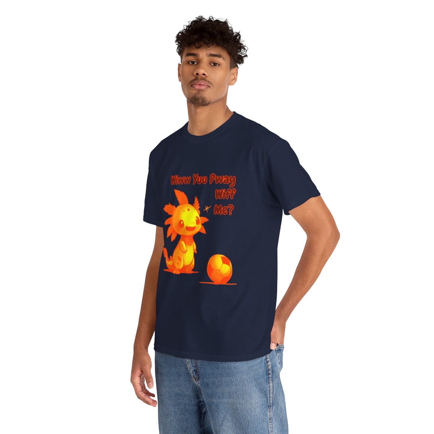 Wiww You Pway Wiff Me Orange Soccer Axolotl Unisex Tee Shirt