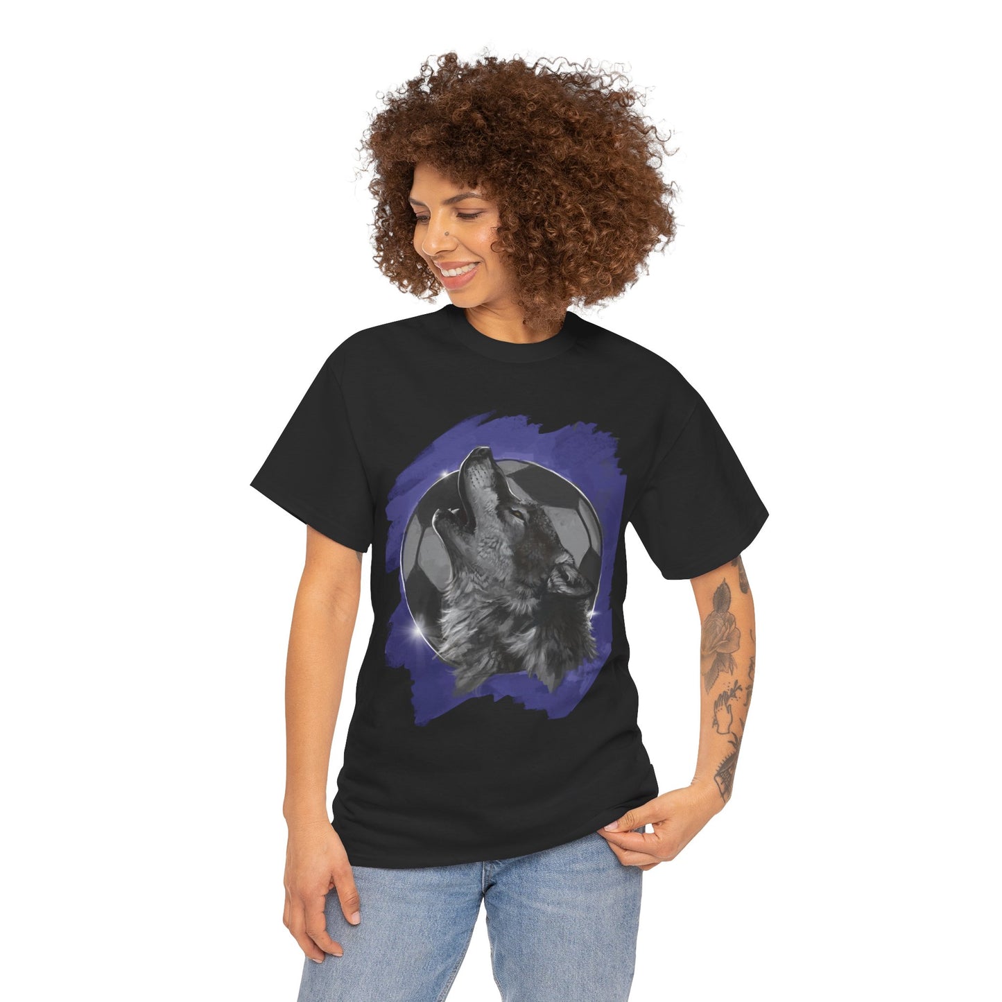 Howling Wolf Soccer Ball Unisex Tee Shirt