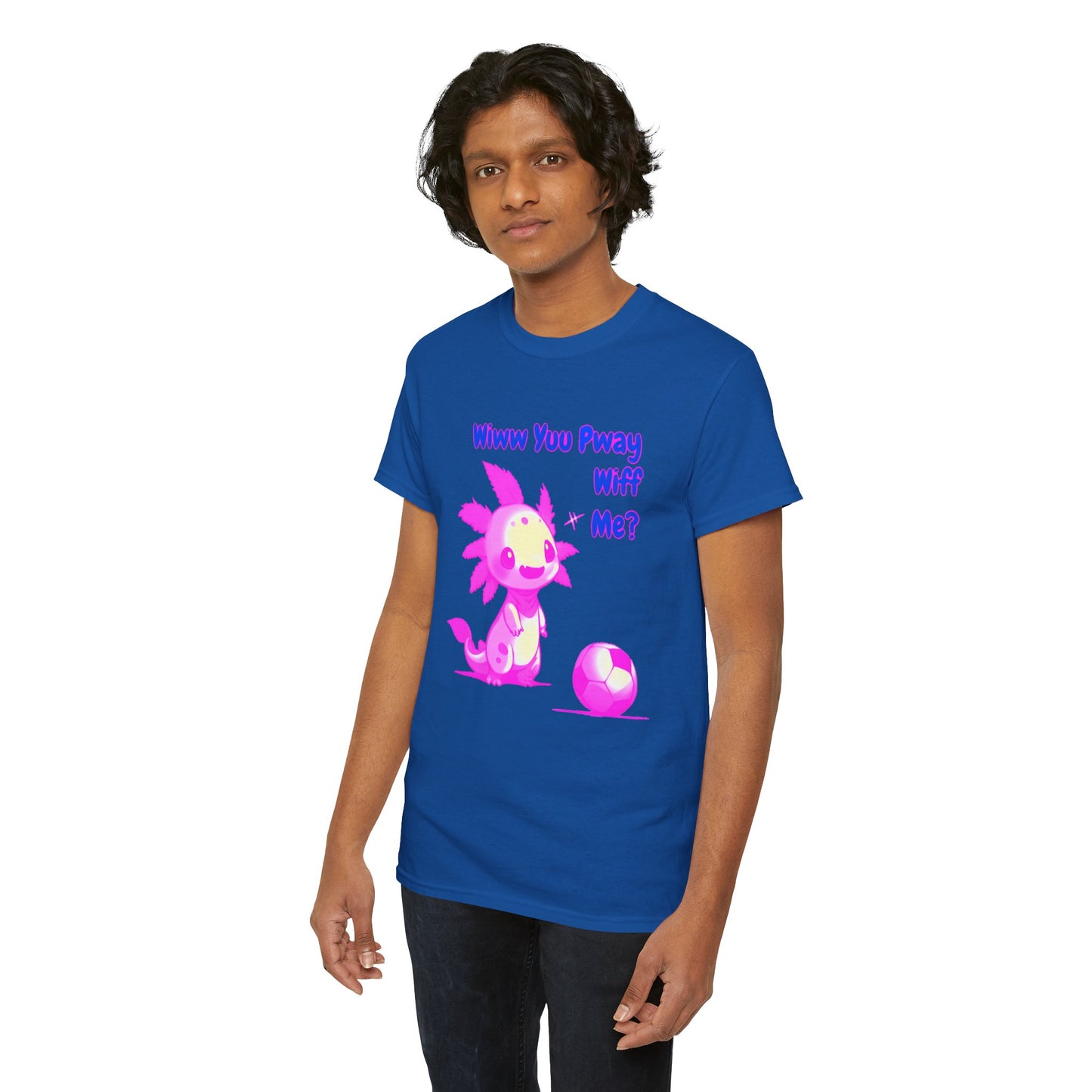 Wiww You Pway Wiff Me Soccer Axolotl Pink Unisex Tee Shirt