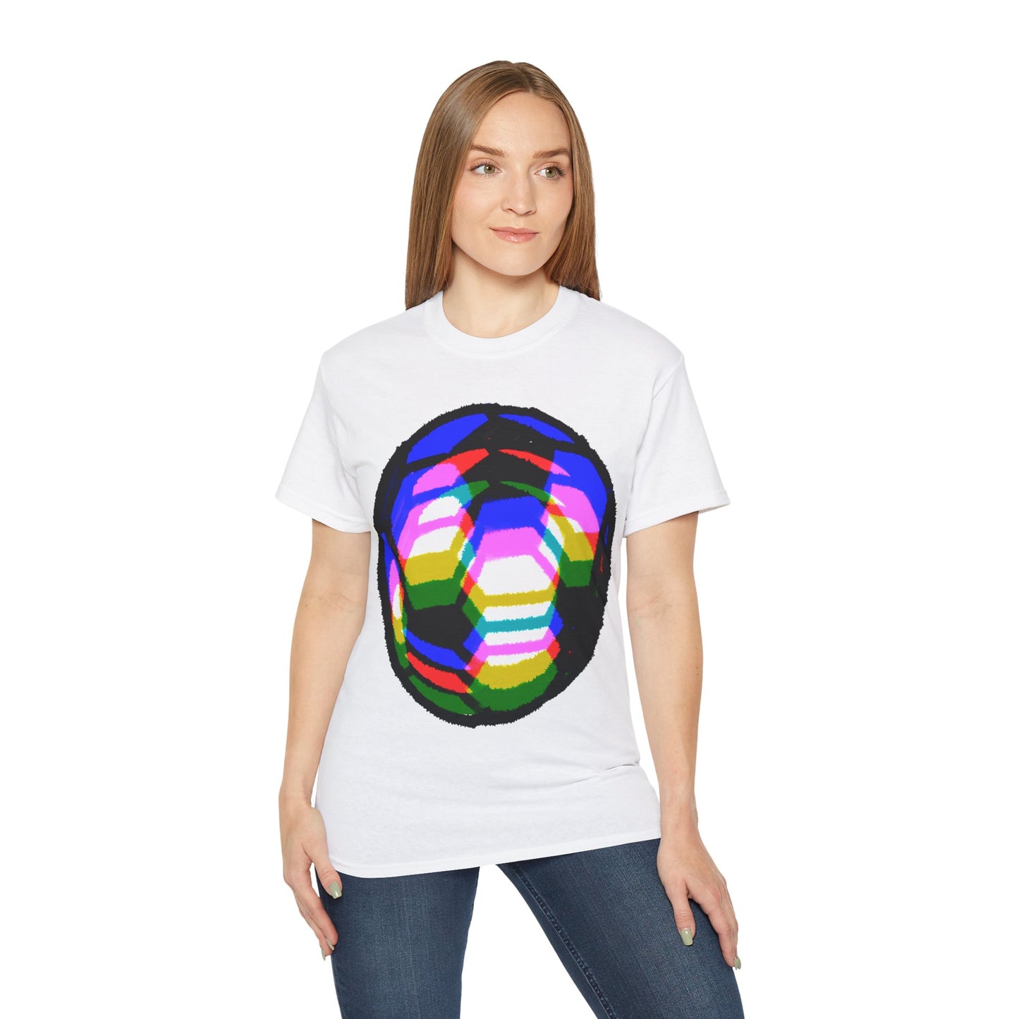 Purple Yellow Magenta Blurred Soccer Ball Unisex Tee Shirt