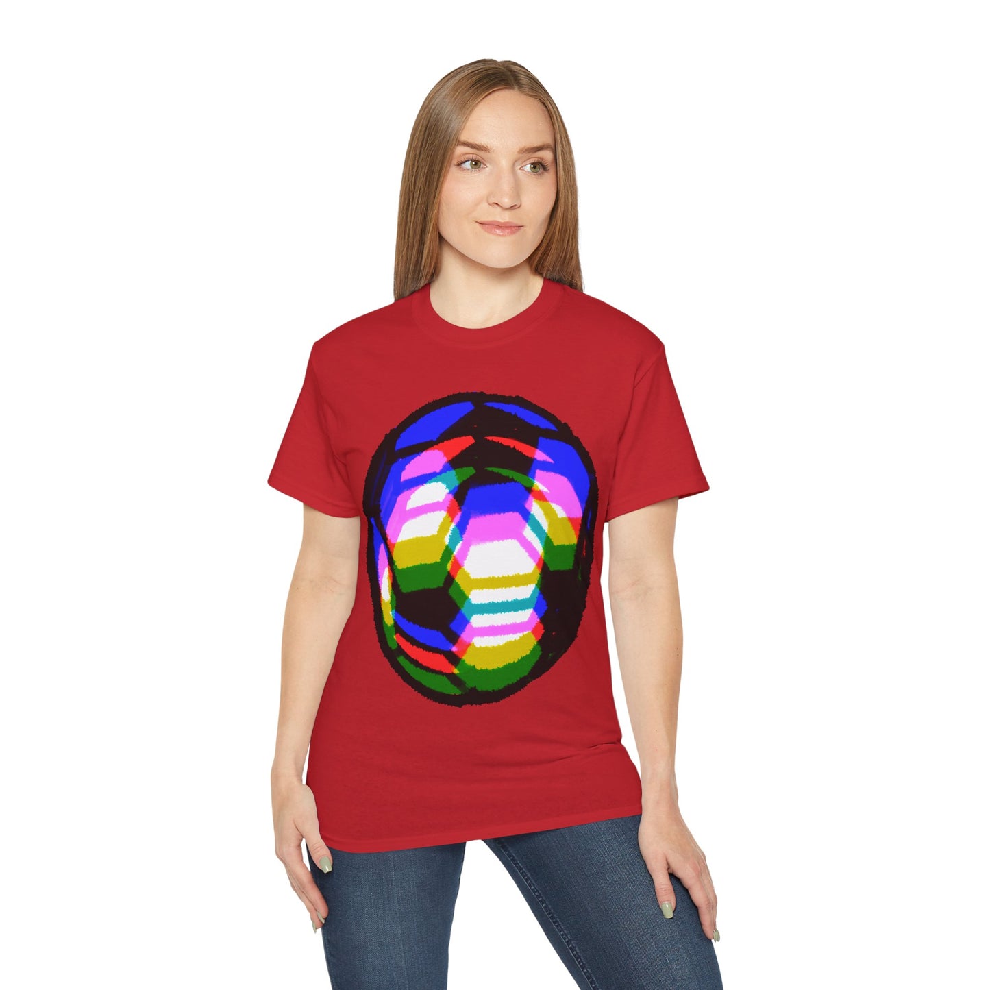 Purple Yellow Magenta Blurred Soccer Ball Unisex Tee Shirt