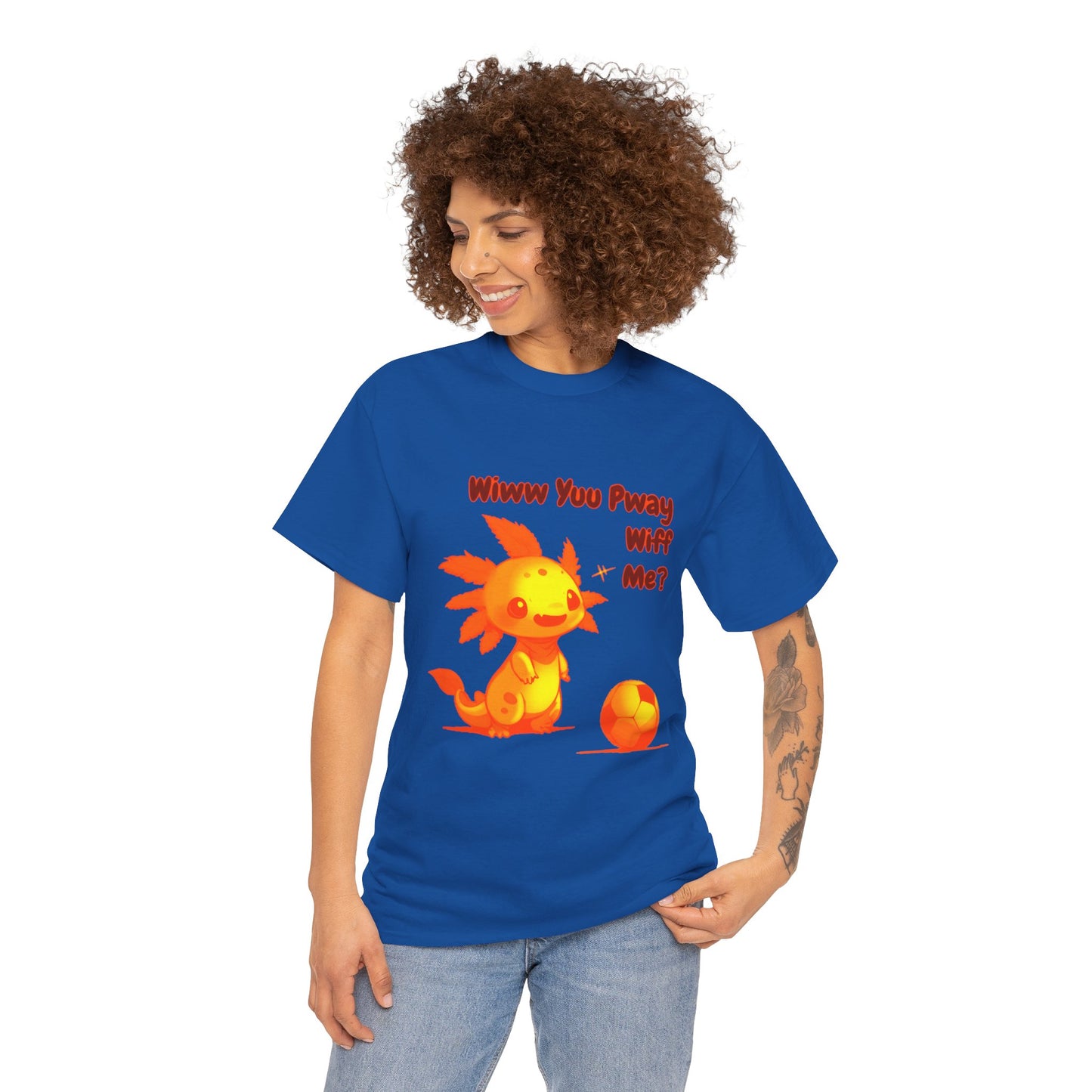 Wiww You Pway Wiff Me Orange Soccer Axolotl Unisex Tee Shirt