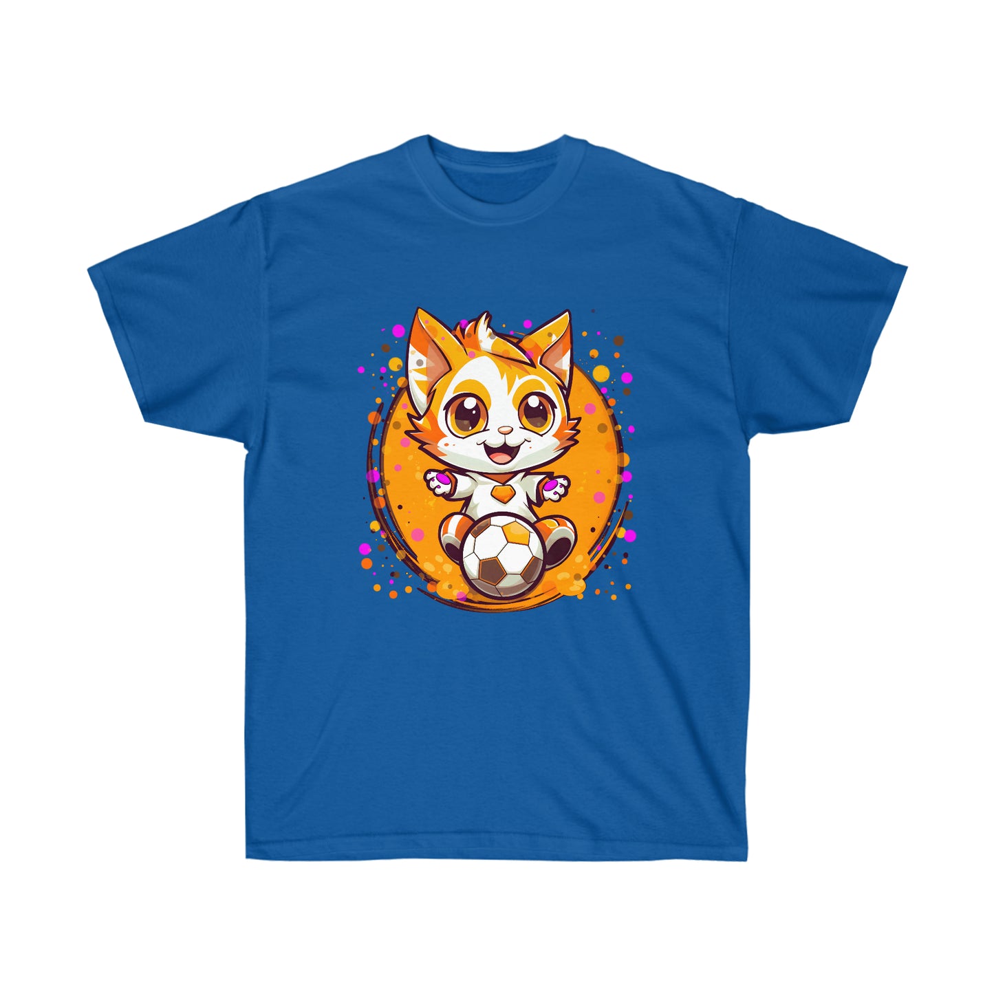 Happy Cat Tee shirt from soccer, playful graphic design, perfect for Halloween too