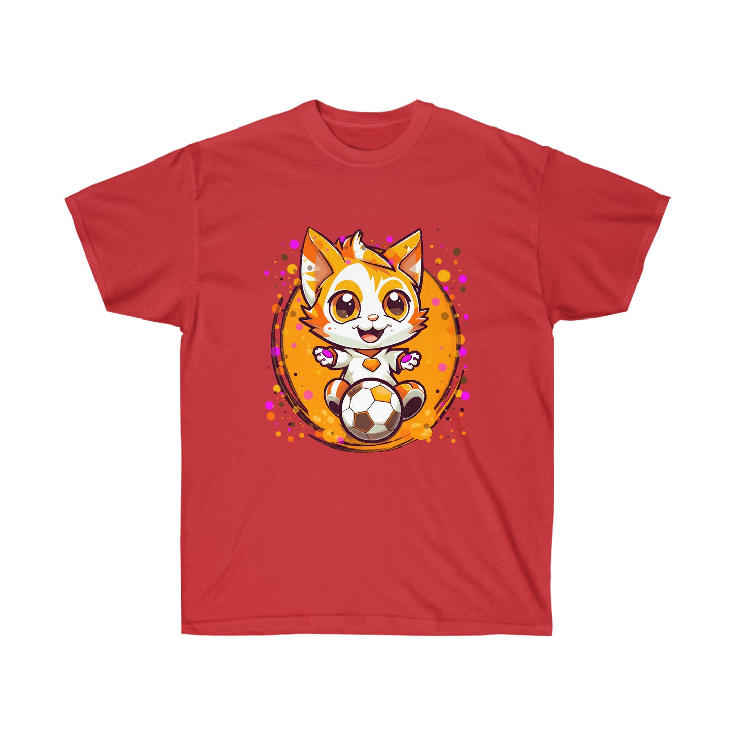 Happy Cat Tee shirt from soccer, playful graphic design, perfect for Halloween too