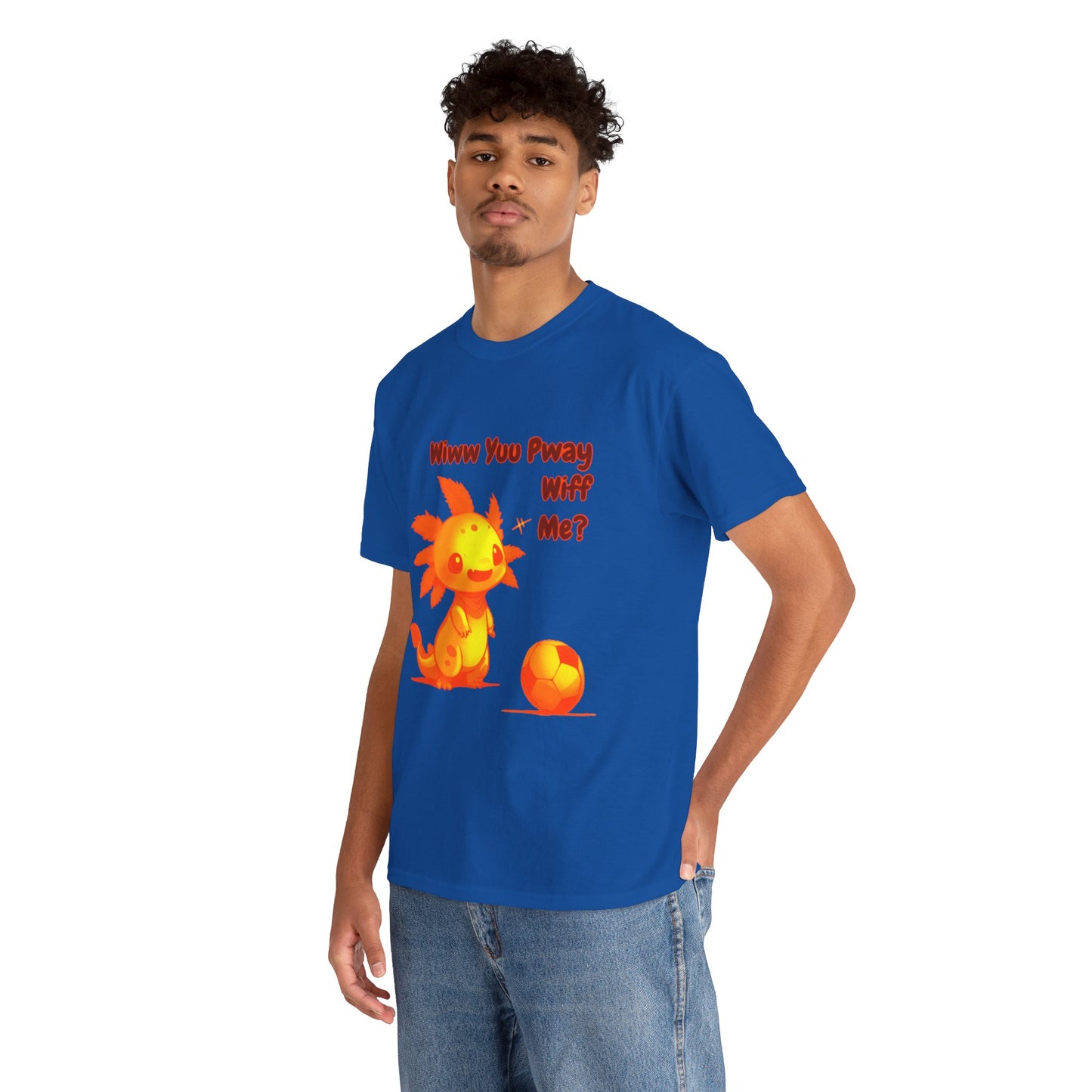 Wiww You Pway Wiff Me Orange Soccer Axolotl Unisex Tee Shirt