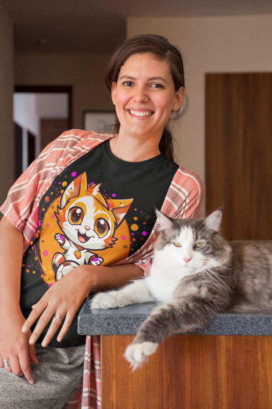 Happy Cat Tee shirt from soccer, playful graphic design, perfect for Halloween too