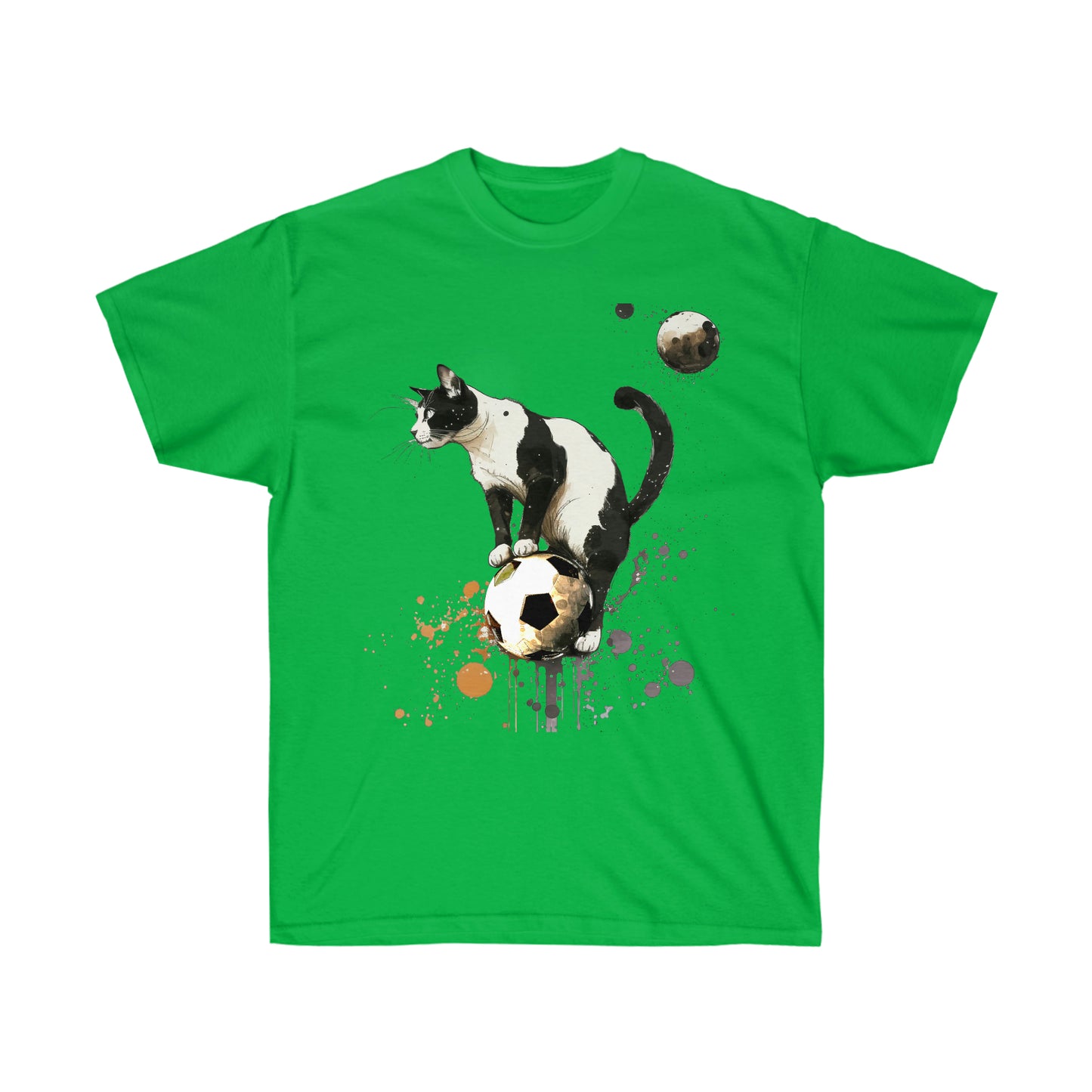 Cat on a Ball, Balancing Cat Facing Left, Unisex Ultra Cotton Soccer Tee Shirt