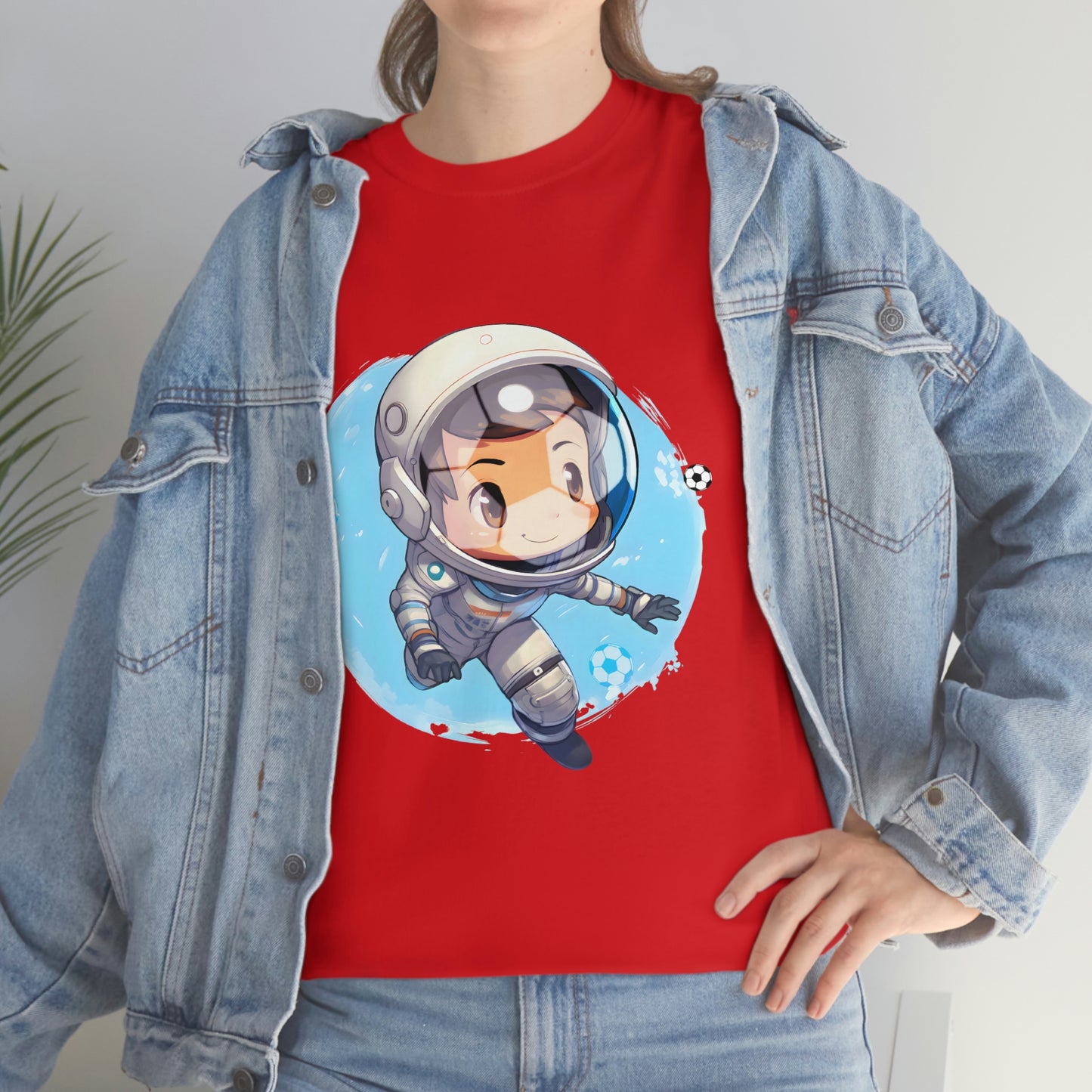 Soccer Chibi Astronaut Unisex Heavy Cotton Soccer Tee Shirt