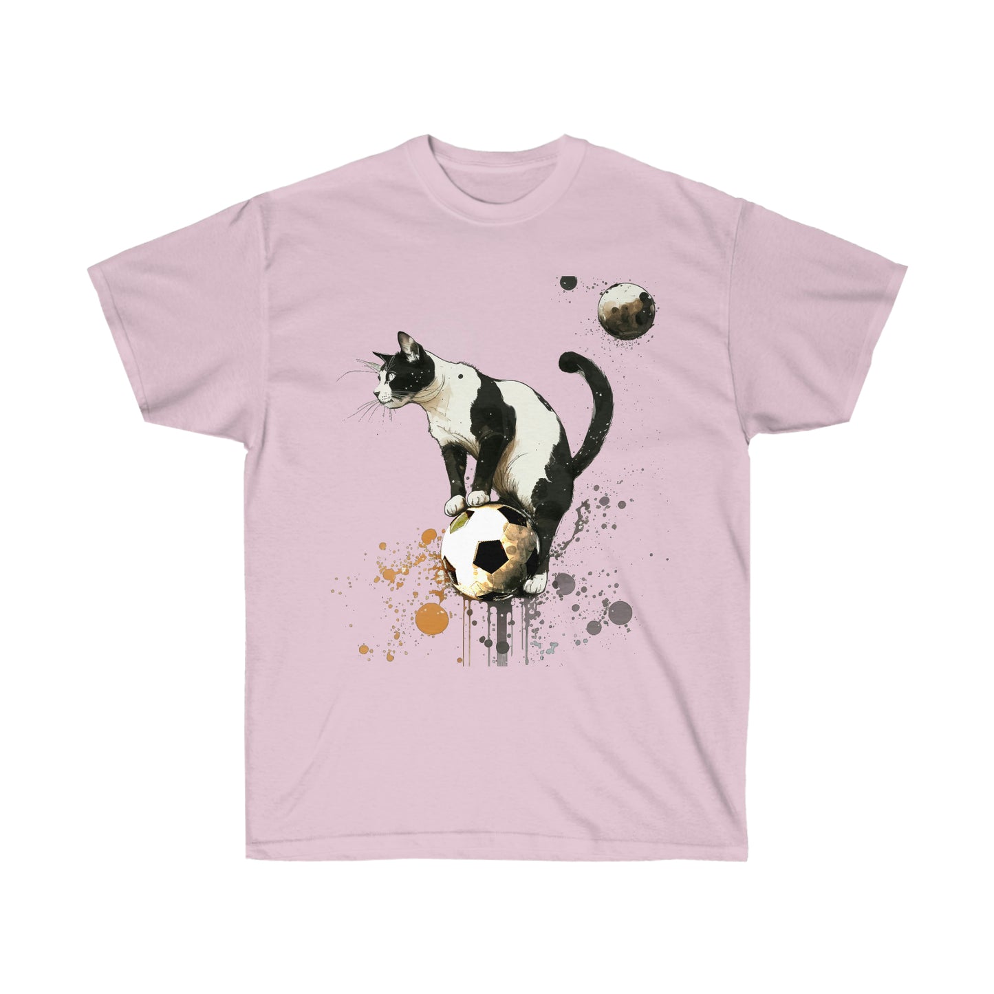 Cat on a Ball, Balancing Cat Facing Left, Unisex Ultra Cotton Soccer Tee Shirt