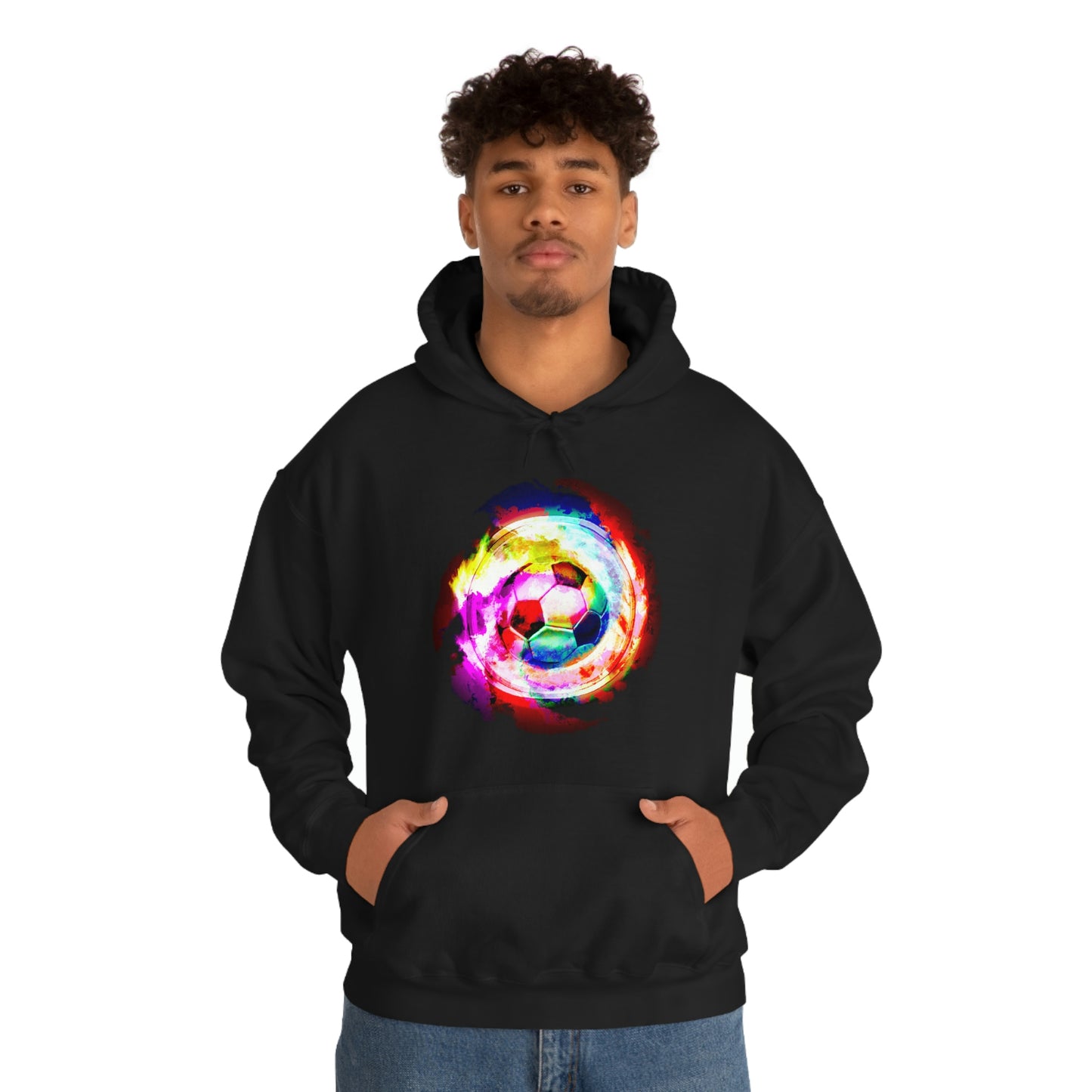 Rainbow Spiral Nebula Soccer Ball Unisex Hooded Sweatshirt