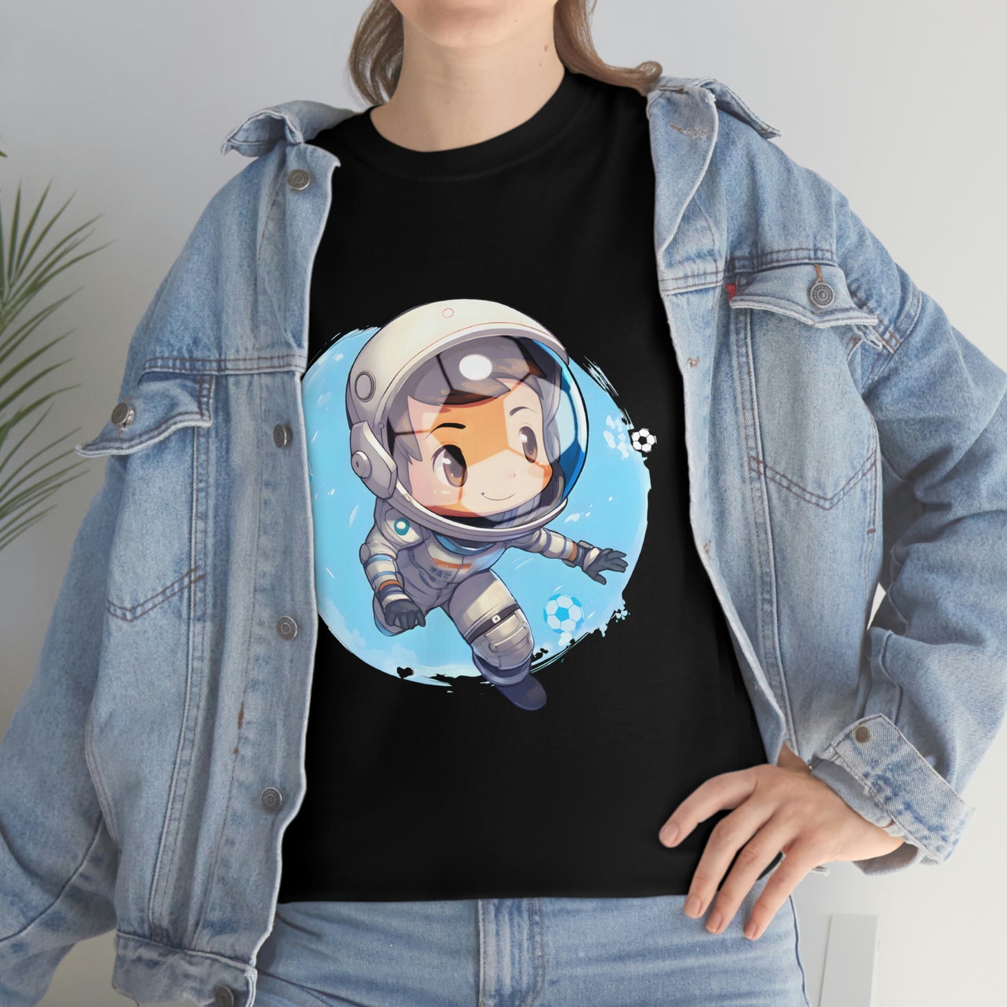 Soccer Chibi Astronaut Unisex Heavy Cotton Soccer Tee Shirt