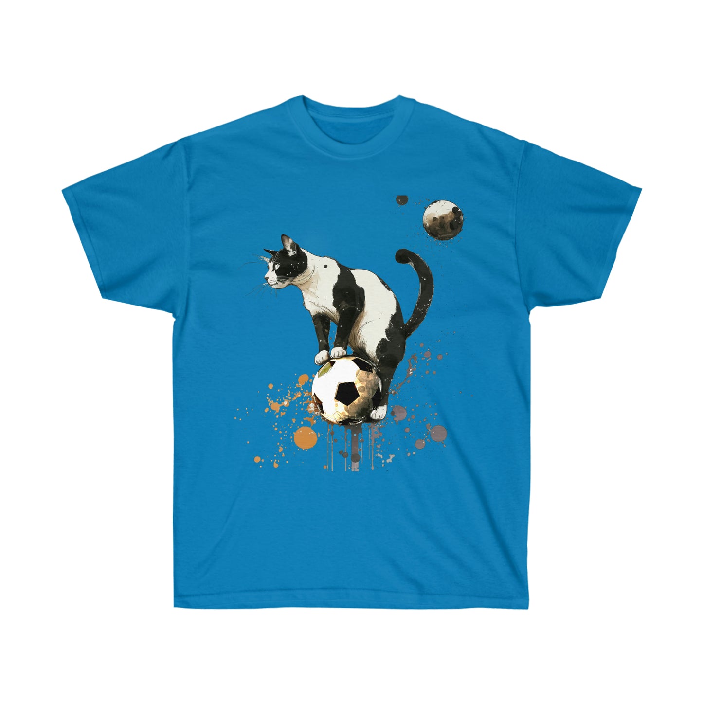 Cat on a Ball, Balancing Cat Facing Left, Unisex Ultra Cotton Soccer Tee Shirt