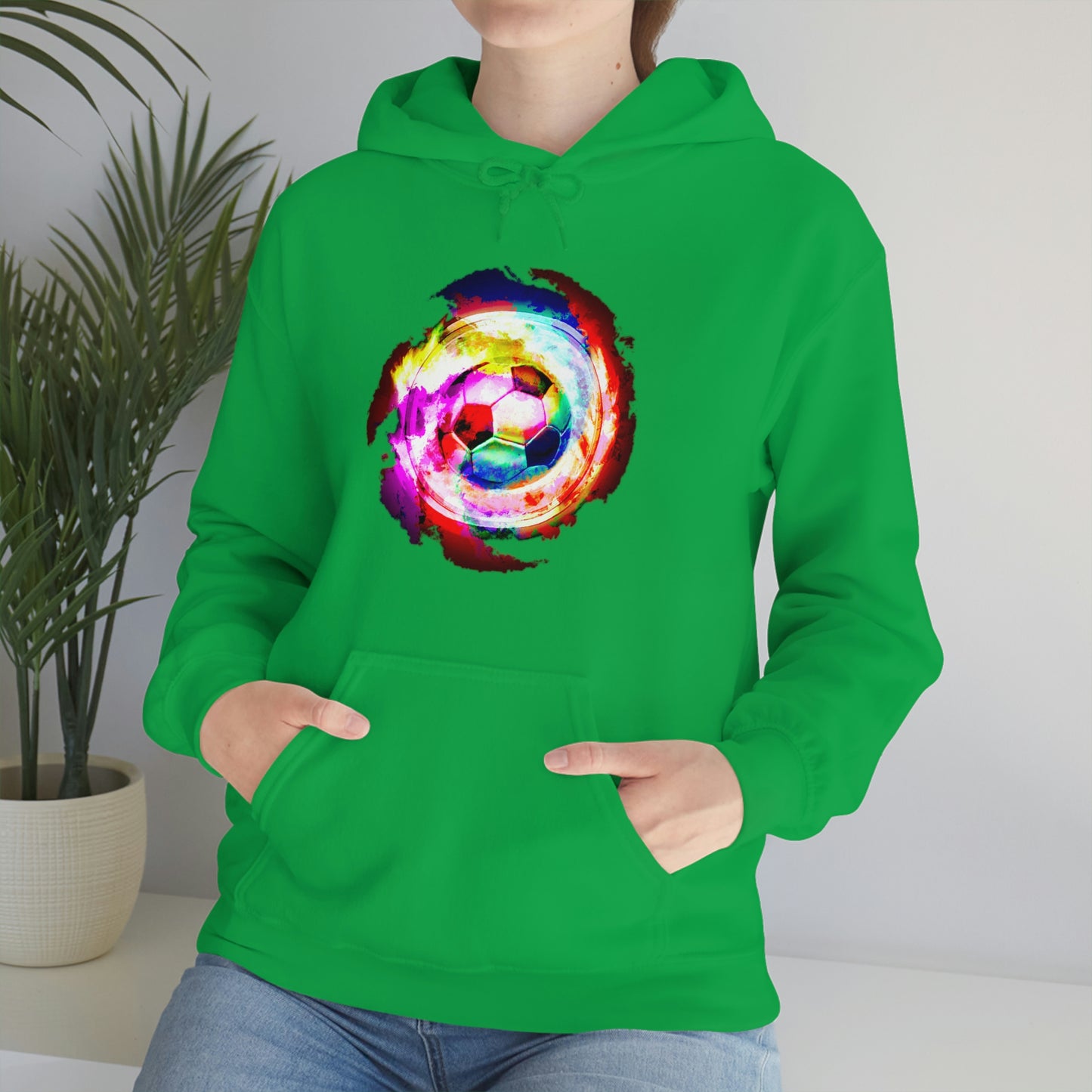 Rainbow Spiral Nebula Soccer Ball Unisex Hooded Sweatshirt