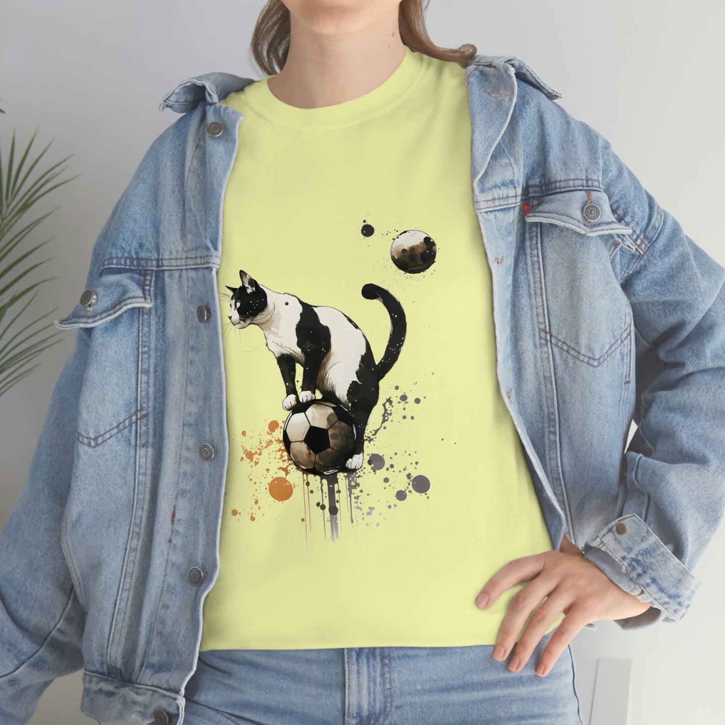 Cat on a Ball, Balancing Cat Facing Left, Unisex Ultra Cotton Soccer Tee Shirt