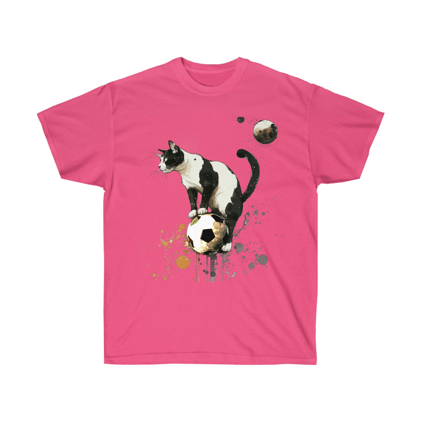 Cat on a Ball, Balancing Cat Facing Left, Unisex Ultra Cotton Soccer Tee Shirt