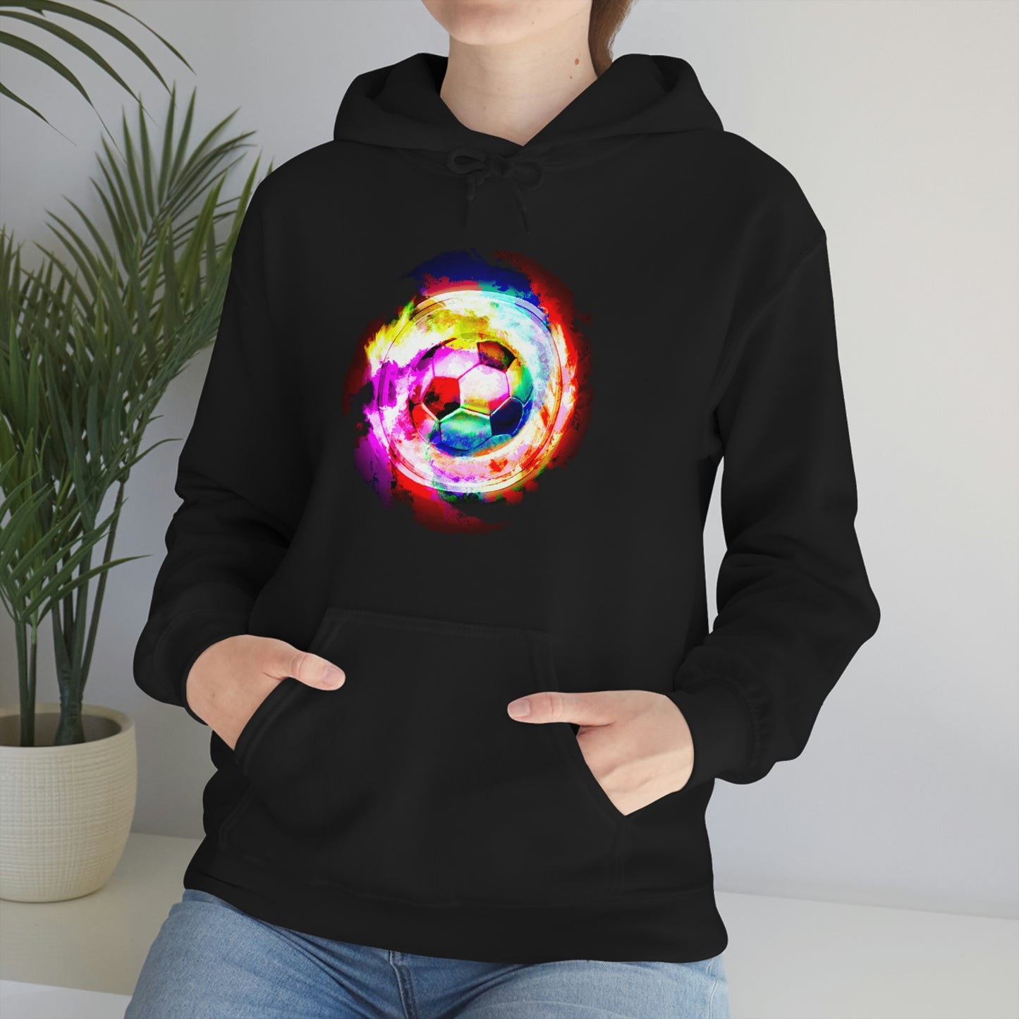 Rainbow Spiral Nebula Soccer Ball Unisex Hooded Sweatshirt