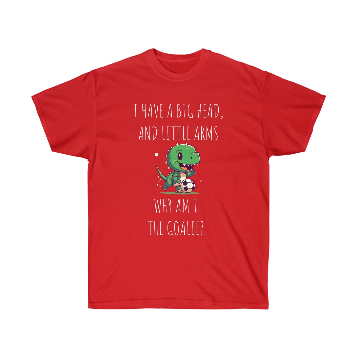 Make a statement on the soccer field with our adorable dinosaur red t-shirt. With a bold graphic that captures the essence of the game and a clever phrase that will have your teammates and opponents alike laughing out loud, this t-shirt is a must-have for any soccer enthusiast