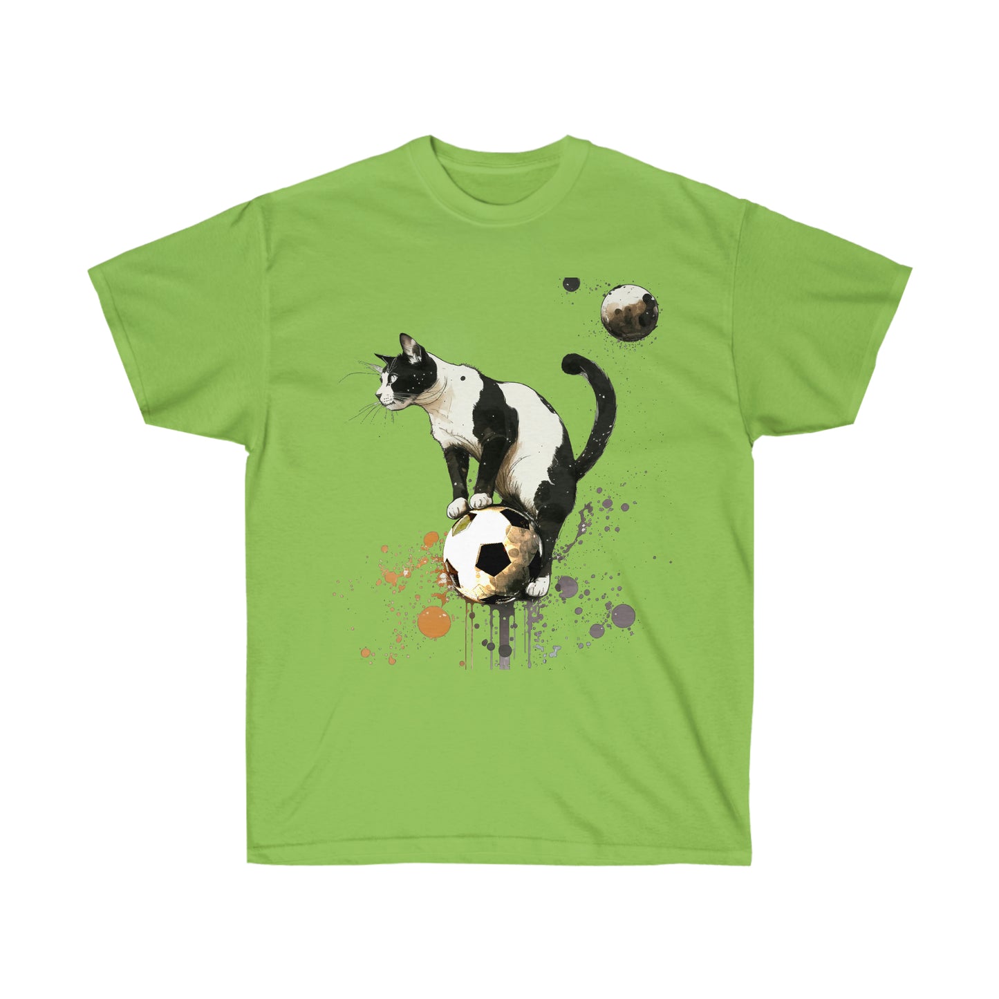 Cat on a Ball, Balancing Cat Facing Left, Unisex Ultra Cotton Soccer Tee Shirt