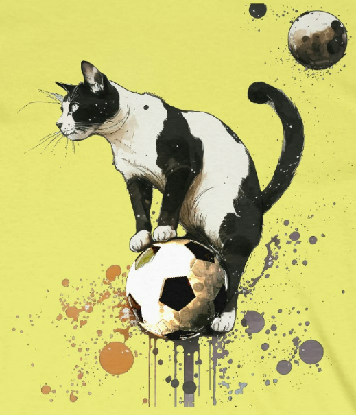 Cat on a Ball, Balancing Cat Facing Left, Unisex Ultra Cotton Soccer Tee Shirt