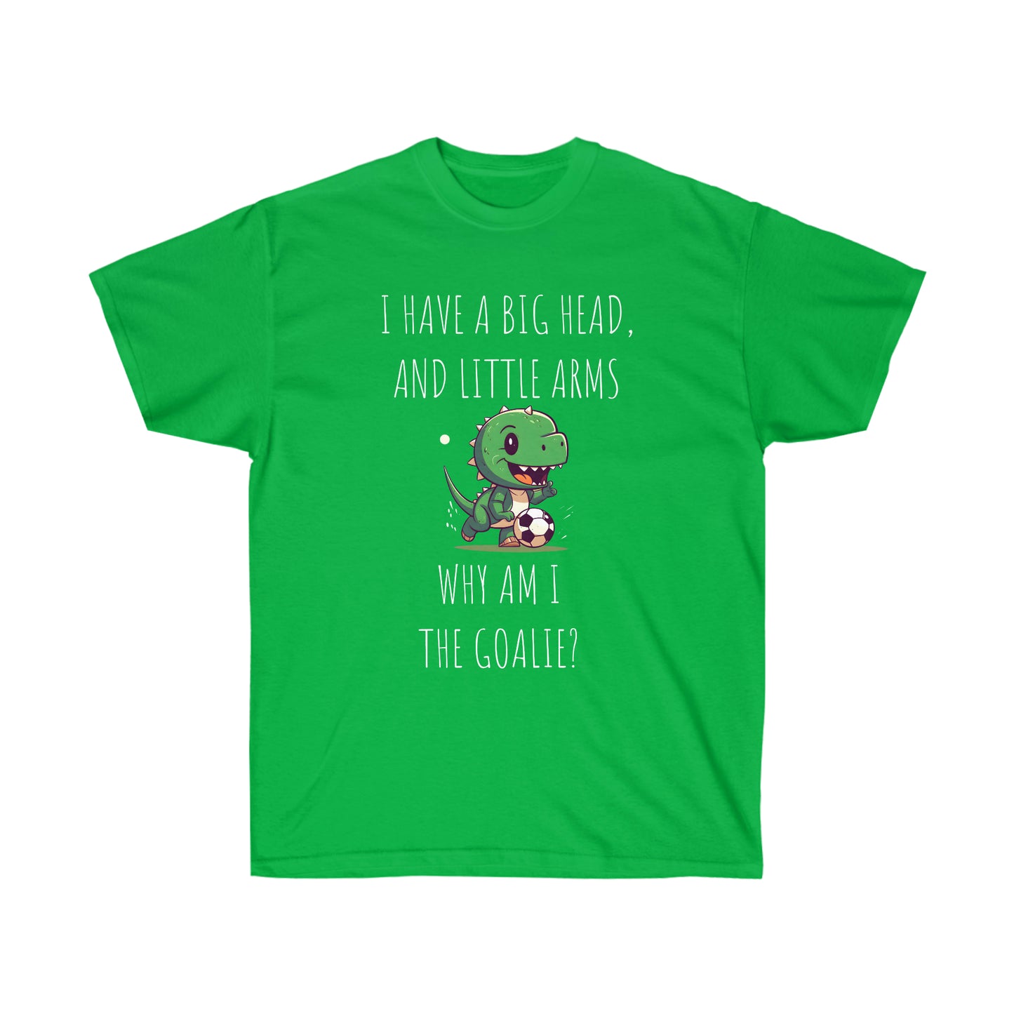 Make a statement on the soccer field with our adorable dinosaur Irish green t-shirt. With a bold graphic that captures the essence of the game and a clever phrase that will have your teammates and opponents alike laughing out loud, this t-shirt is a must-have for any soccer enthusiast