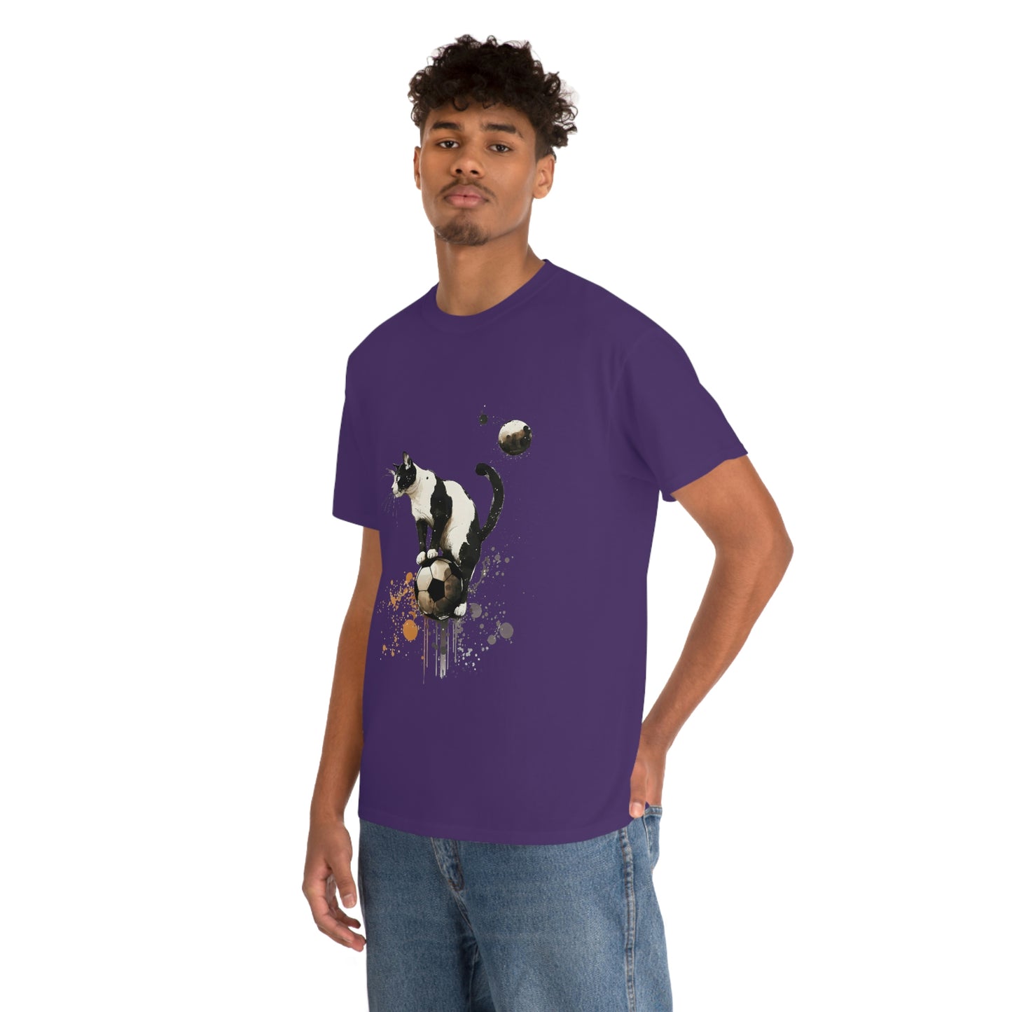 Cat on a Ball, Balancing Cat Facing Left, Unisex Ultra Cotton Soccer Tee Shirt