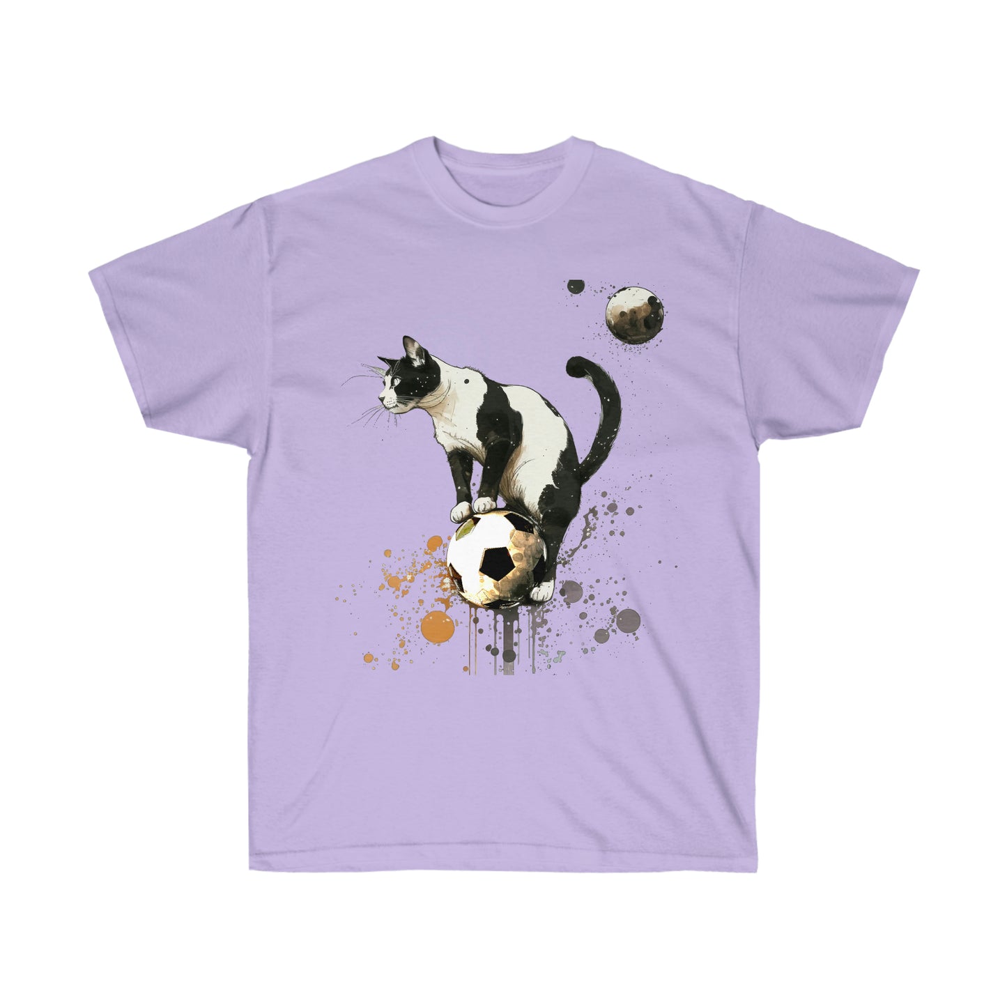 Cat on a Ball, Balancing Cat Facing Left, Unisex Ultra Cotton Soccer Tee Shirt