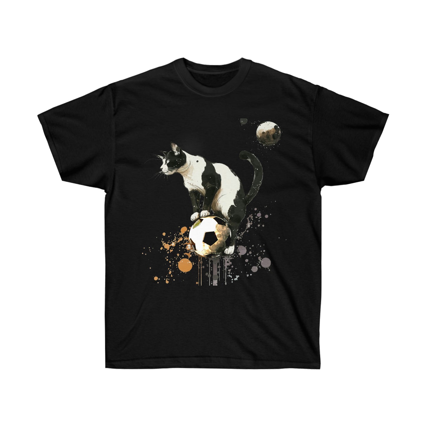 Cat on a Ball, Balancing Cat Facing Left, Unisex Ultra Cotton Soccer Tee Shirt