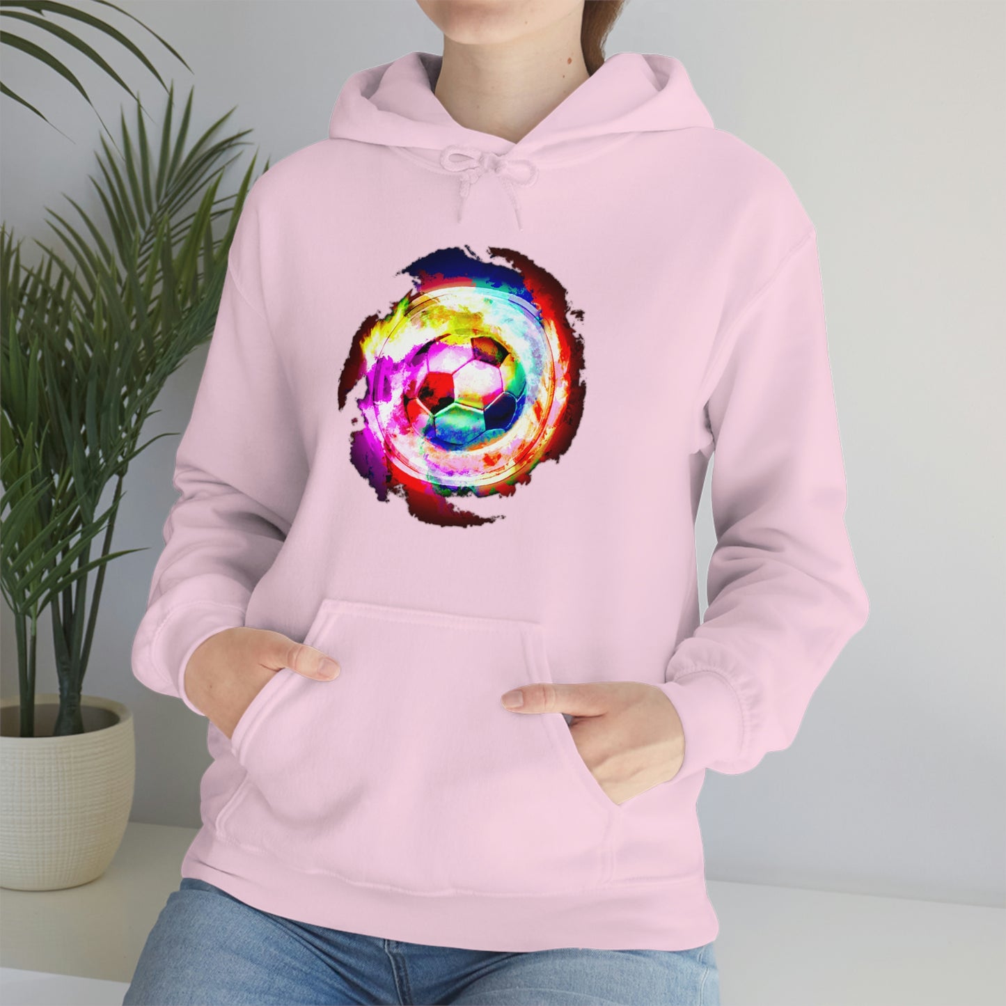 Rainbow Spiral Nebula Soccer Ball Unisex Hooded Sweatshirt