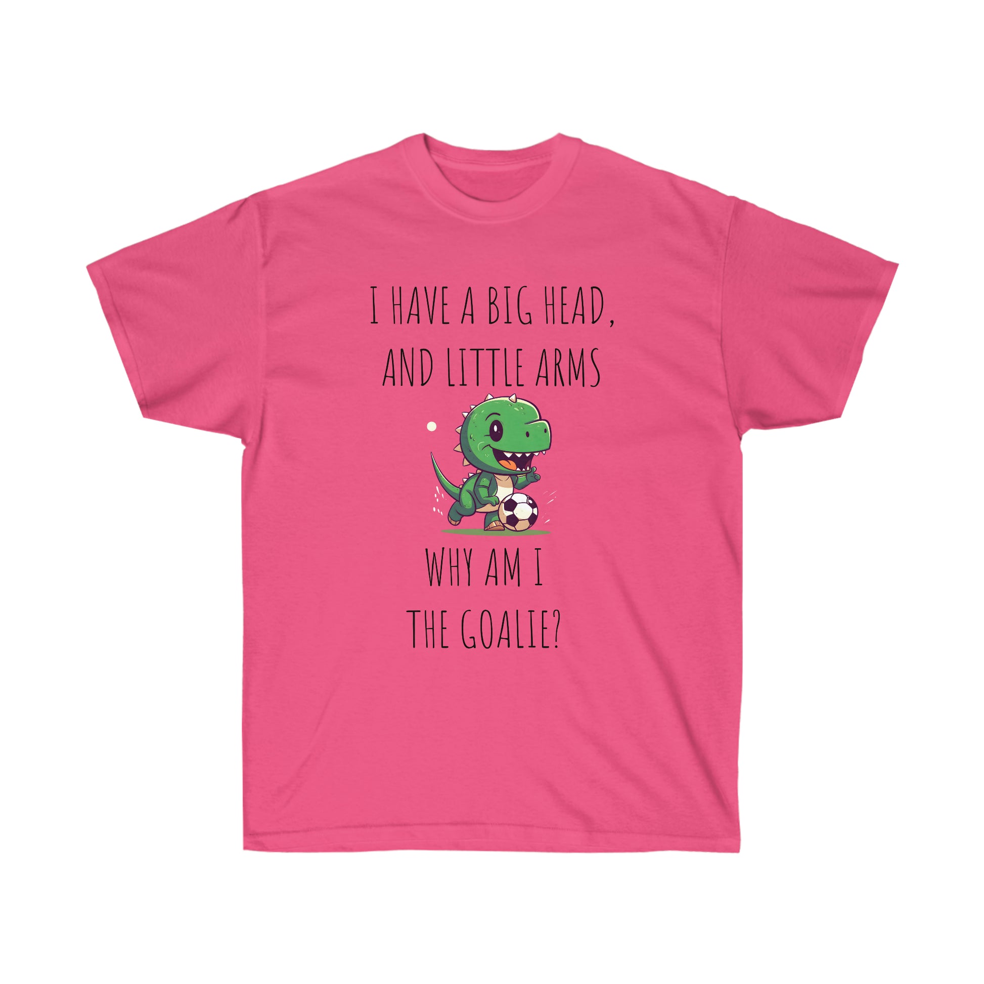 Make a statement on the soccer field with our adorable dinosaur pink t-shirt. With a bold graphic that captures the essence of the game and a clever phrase that will have your teammates and opponents alike laughing out loud, this t-shirt is a must-have for any soccer enthusiast