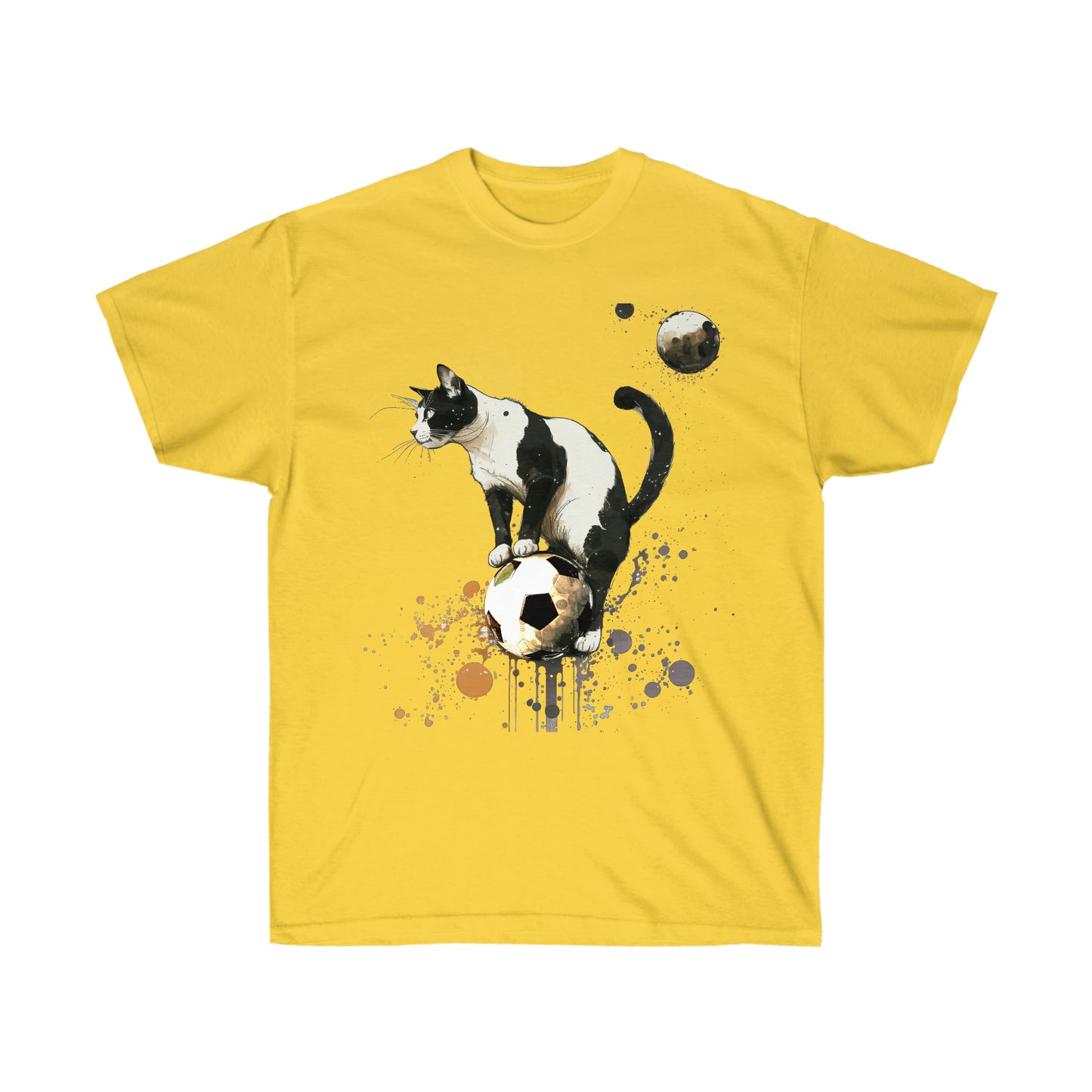 Cat on a Ball, Balancing Cat Facing Left, Unisex Ultra Cotton Soccer Tee Shirt