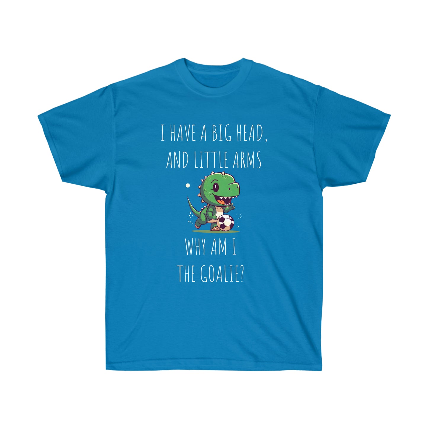 Make a statement on the soccer field with our adorable dinosaur blue t-shirt. With a bold graphic that captures the essence of the game and a clever phrase that will have your teammates and opponents alike laughing out loud, this t-shirt is a must-have for any soccer enthusiast