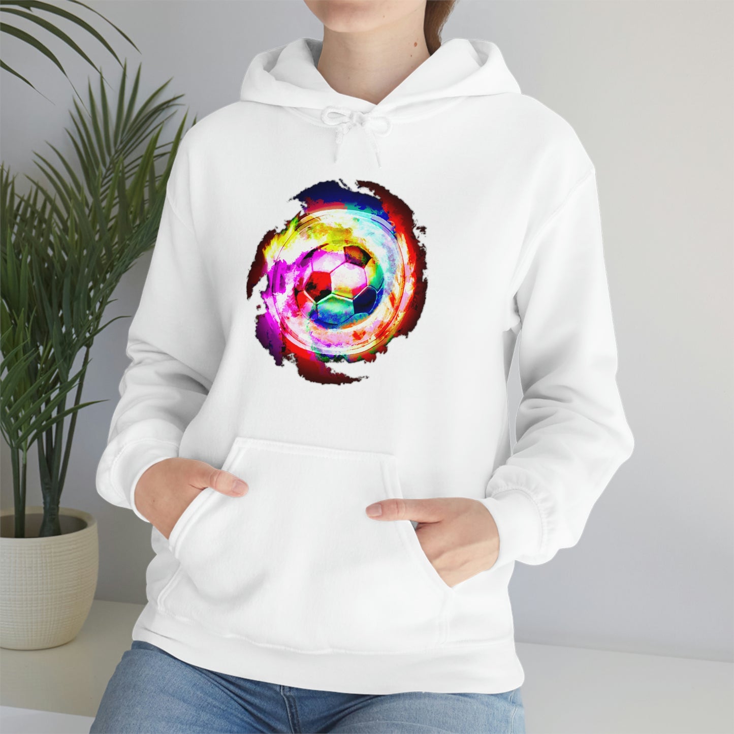 Rainbow Spiral Nebula Soccer Ball Unisex Hooded Sweatshirt