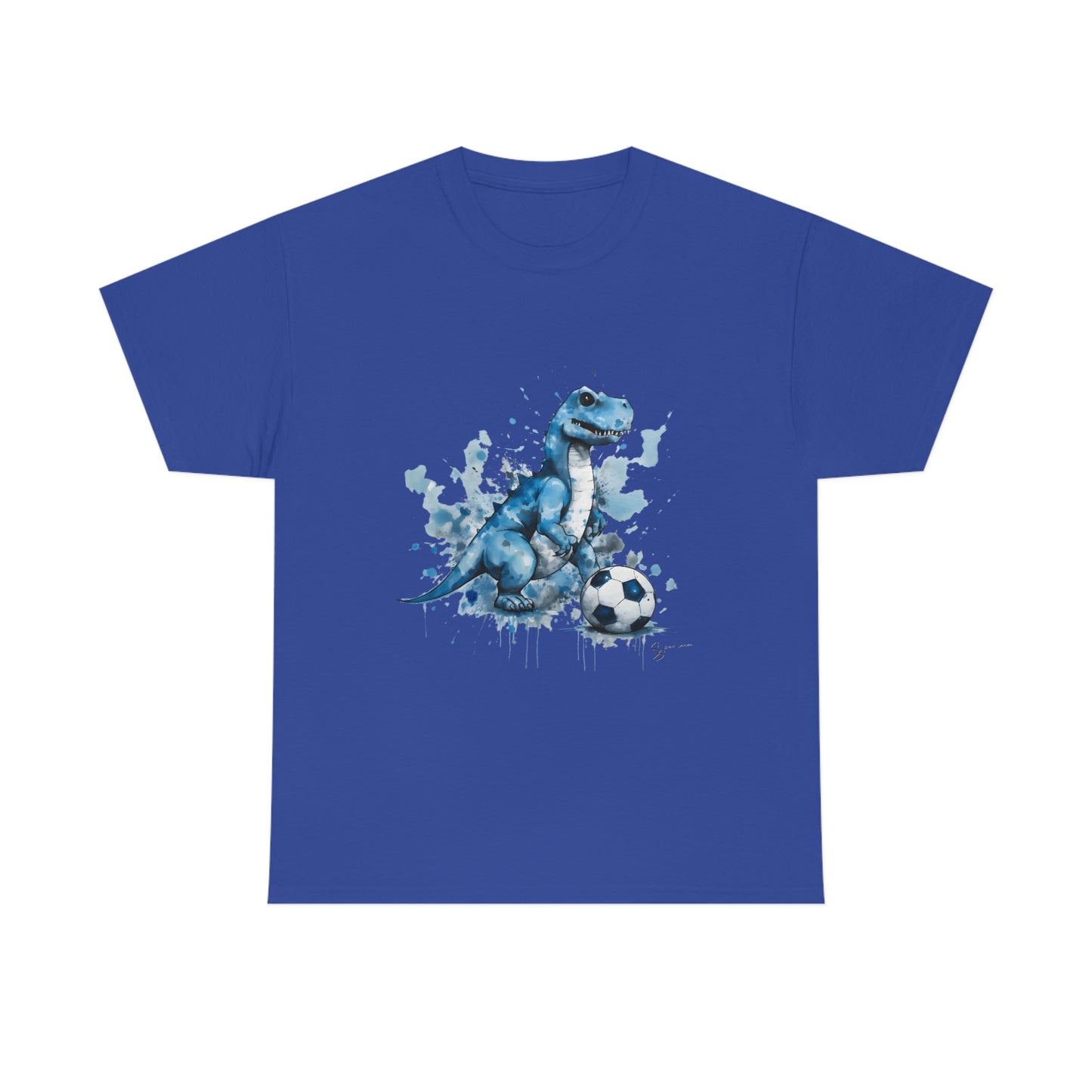 Blue Water Color Soccer T-Rex Shirt Cobalt shirt mockup